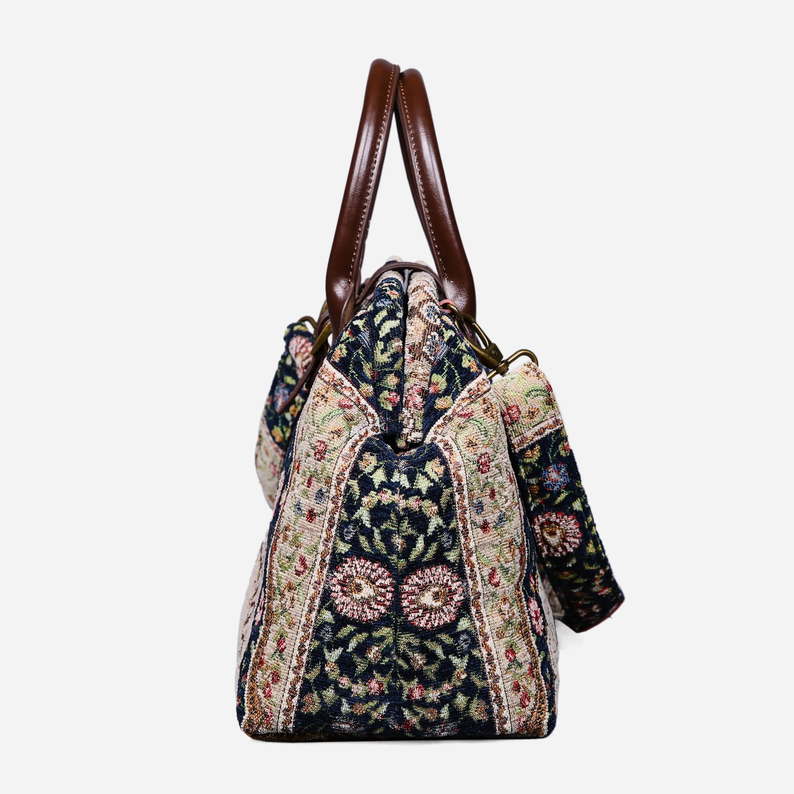 Oriental Navy Carpet Handbag Purse carpet bag MCW Handmade side
