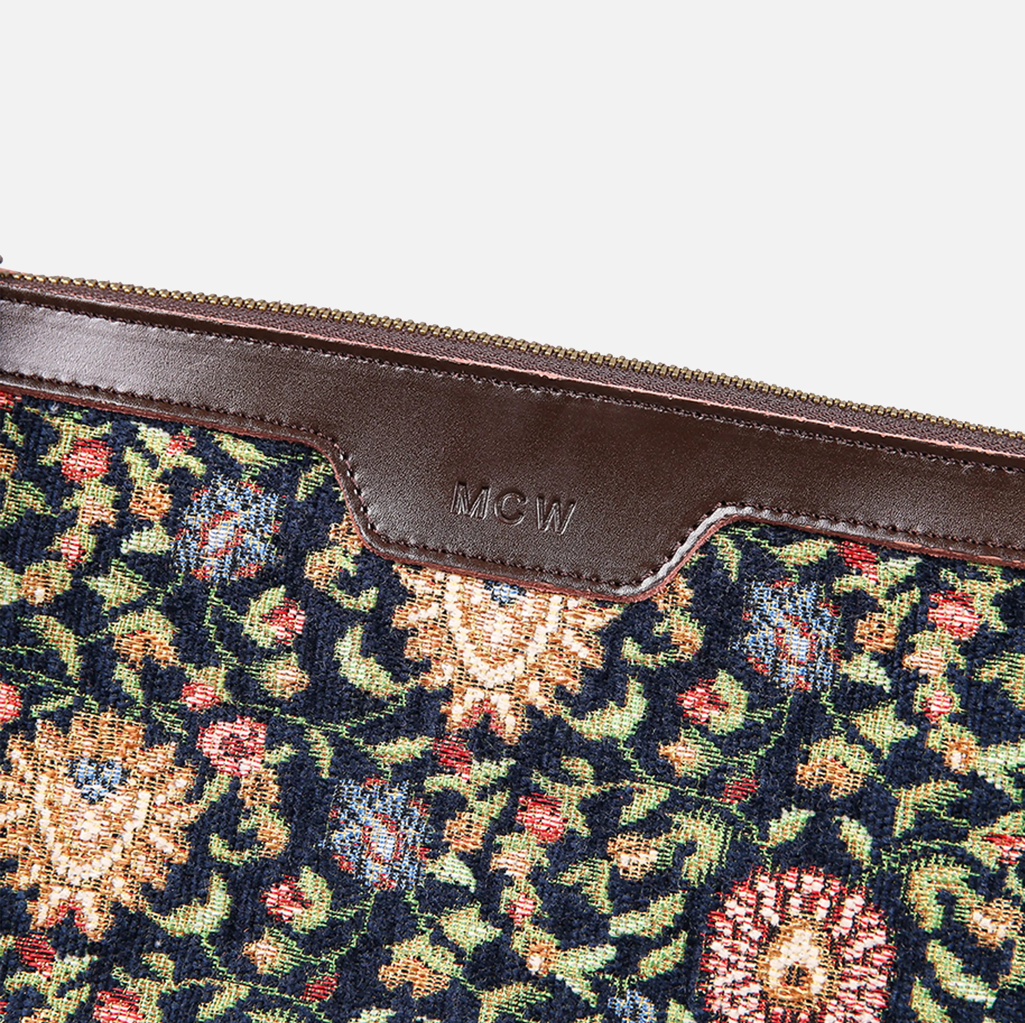 Oriental Navy Carpet Makeup Bag carpet bag MCW Handmade of America details