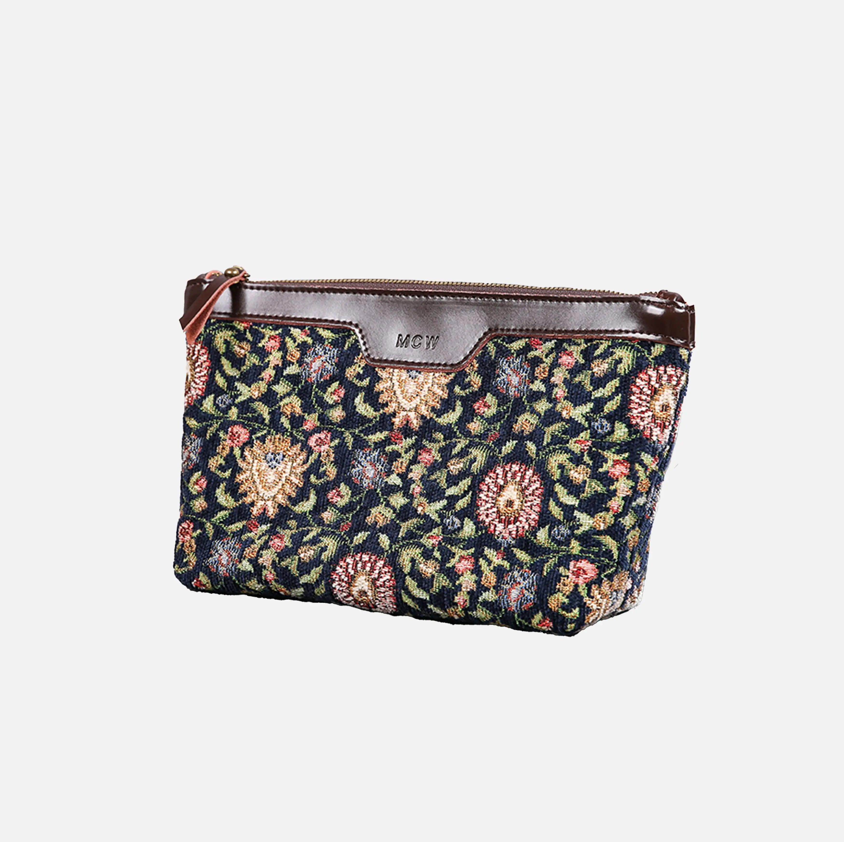 Oriental Navy Carpet Makeup Bag carpet bag MCW Handmade of America front