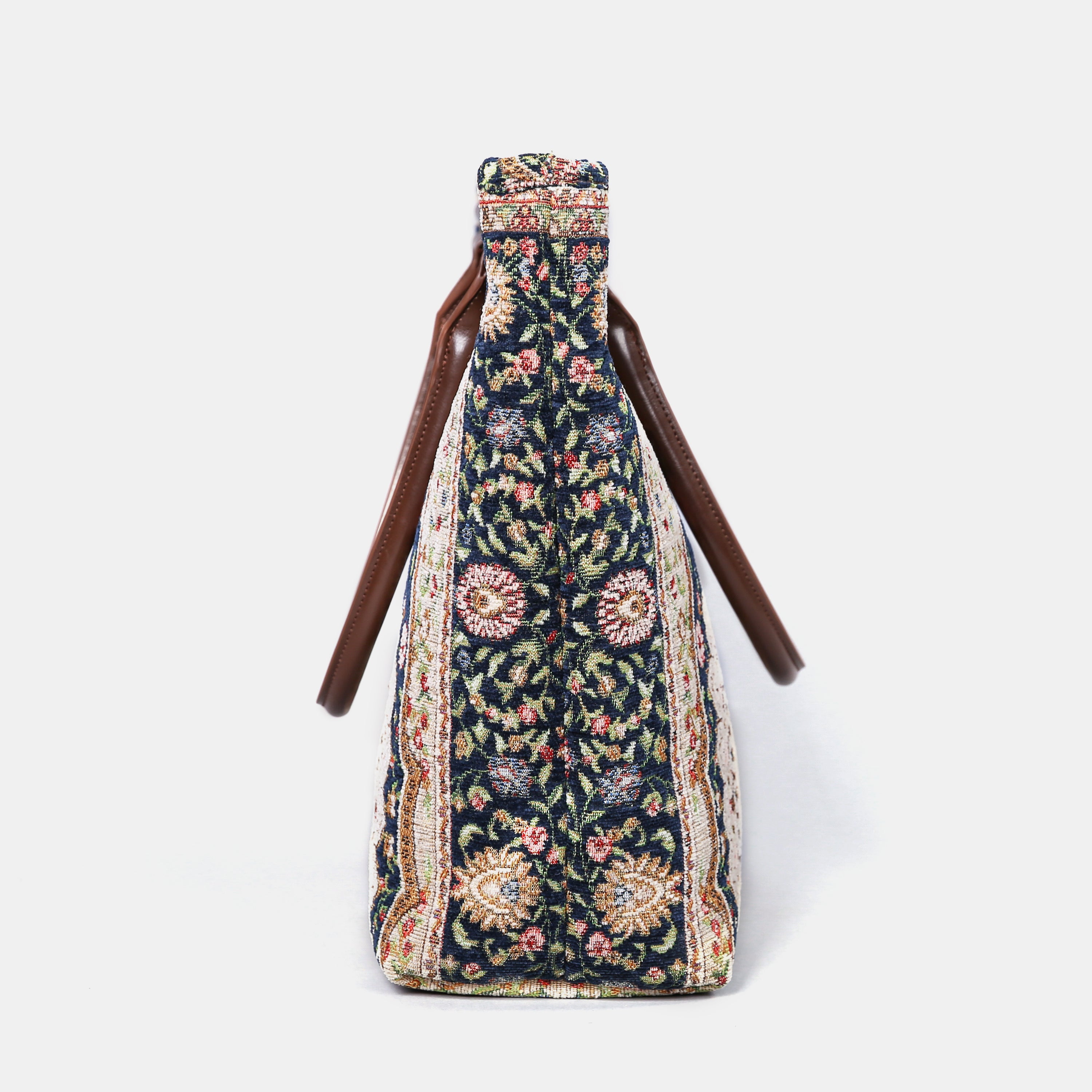 Oriental Navy Carpet Tote Shopper Carpetbag of America side