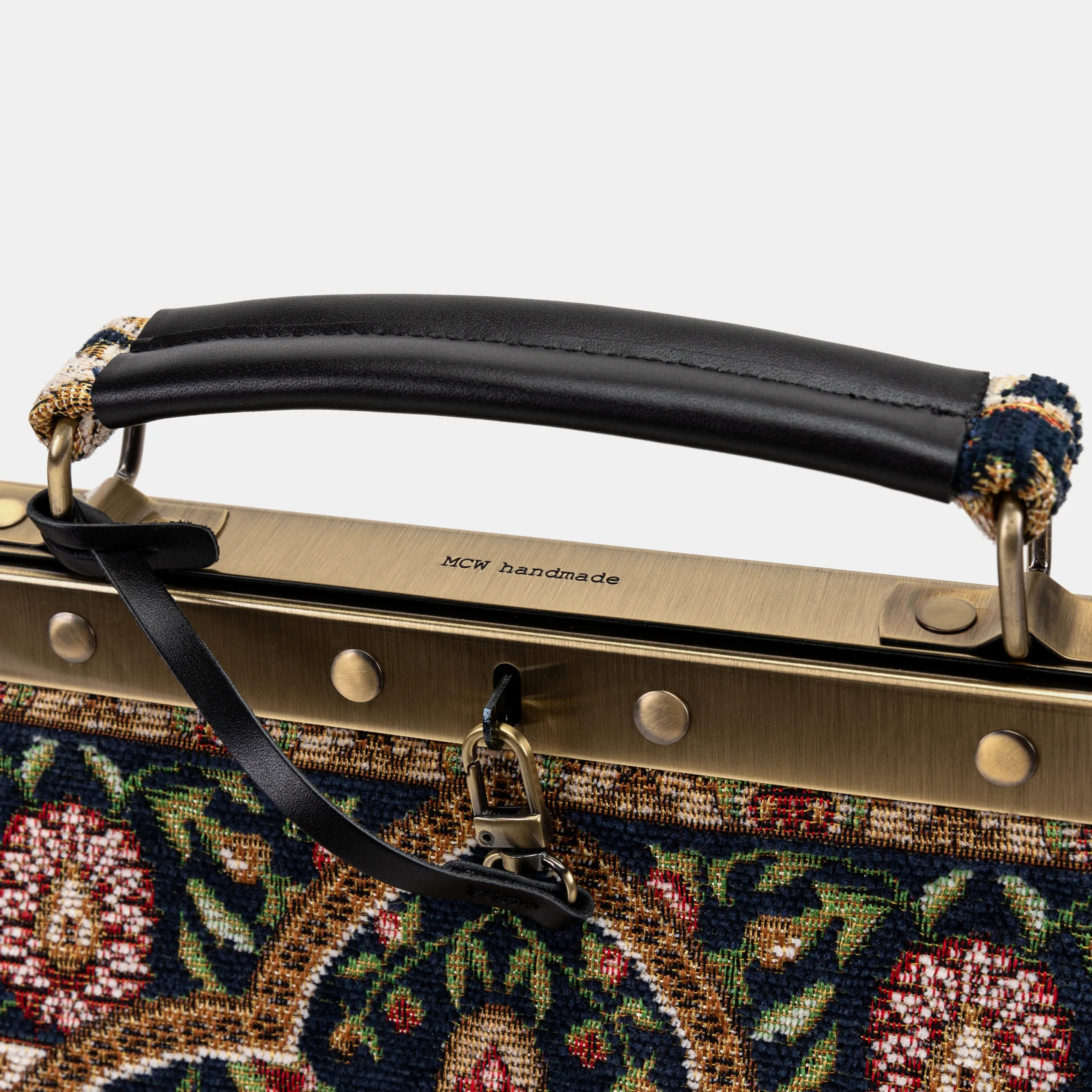 Oriental Navy Cecile Carpet Purse Gladstone Bag of America logo