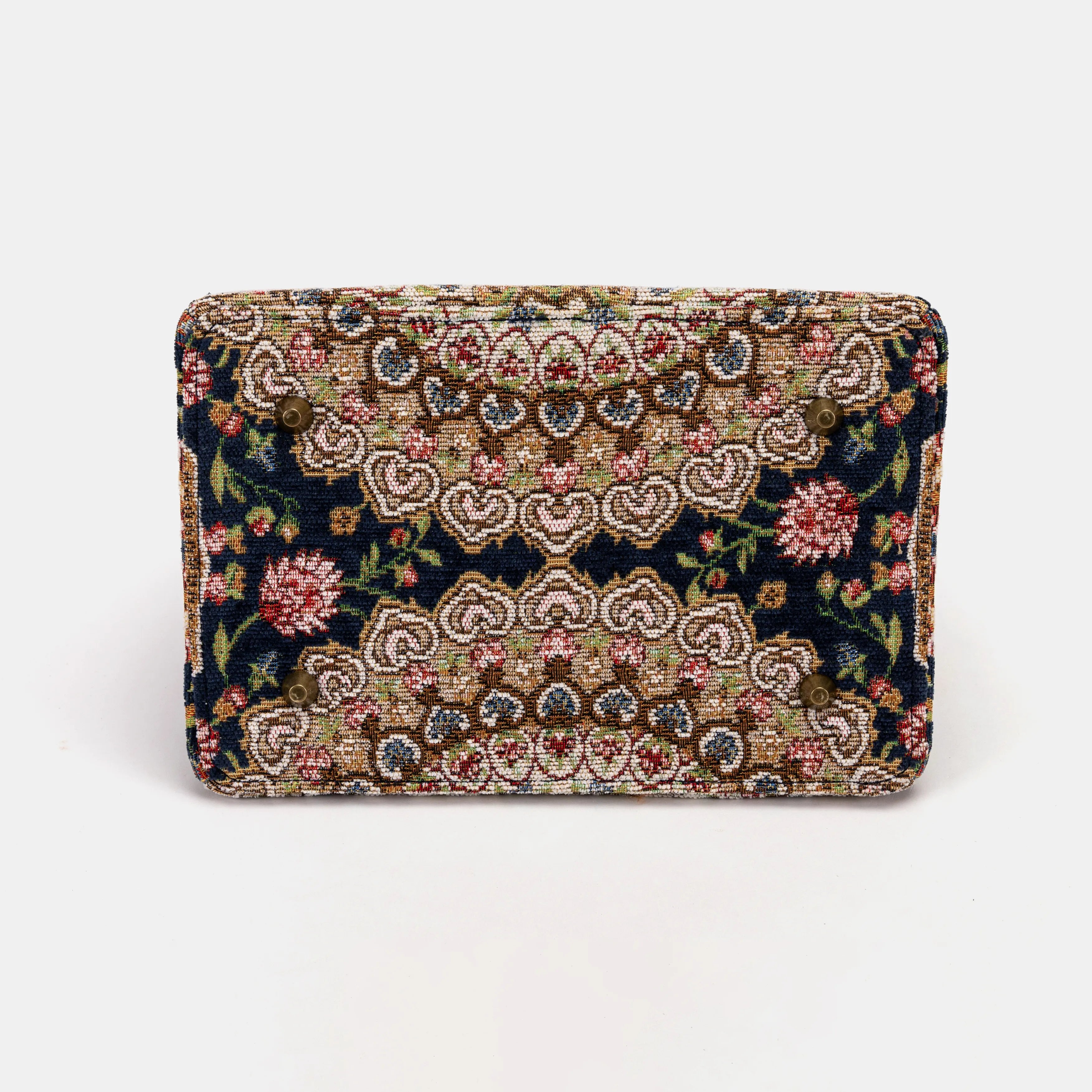 Oriental Navy Cecile Carpet Purse Gladstone Bag of America bottom