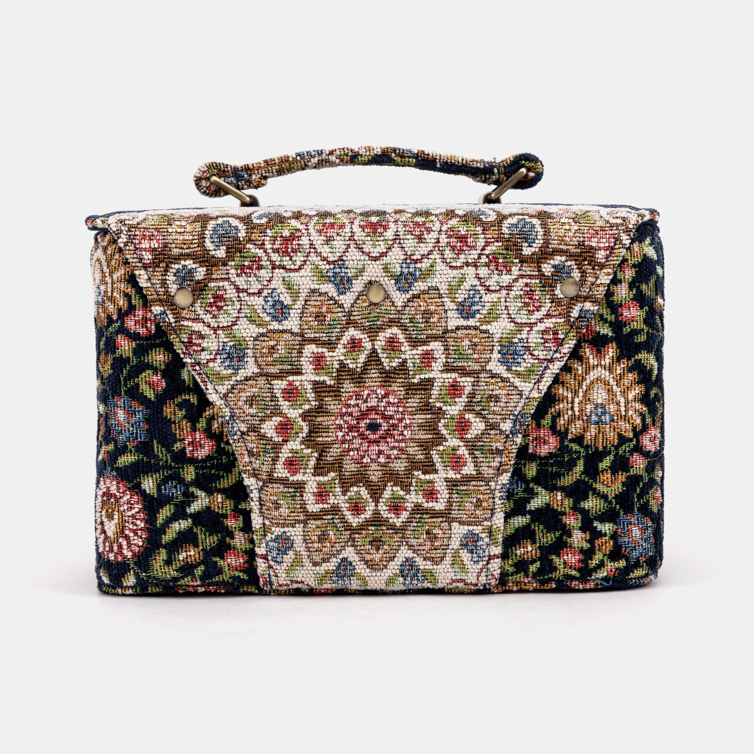 Oriental Navy Clara Medium Train Case Purse of America back