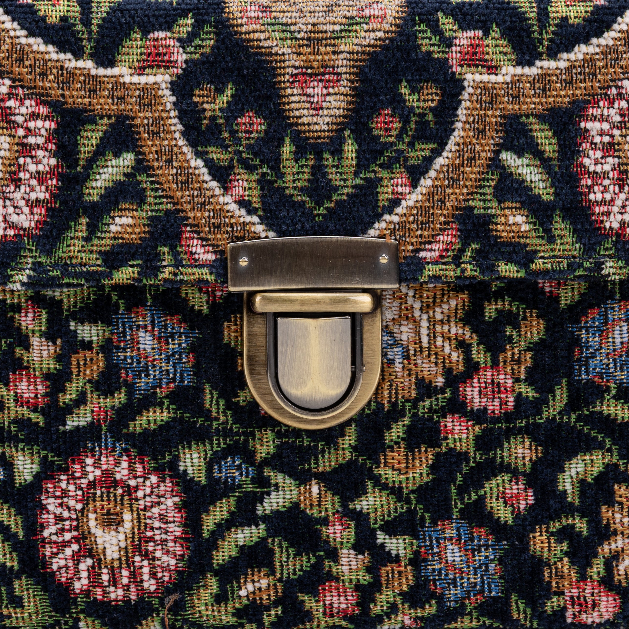 Oriental Navy Clara Medium Train Case Purse of America tuck lock