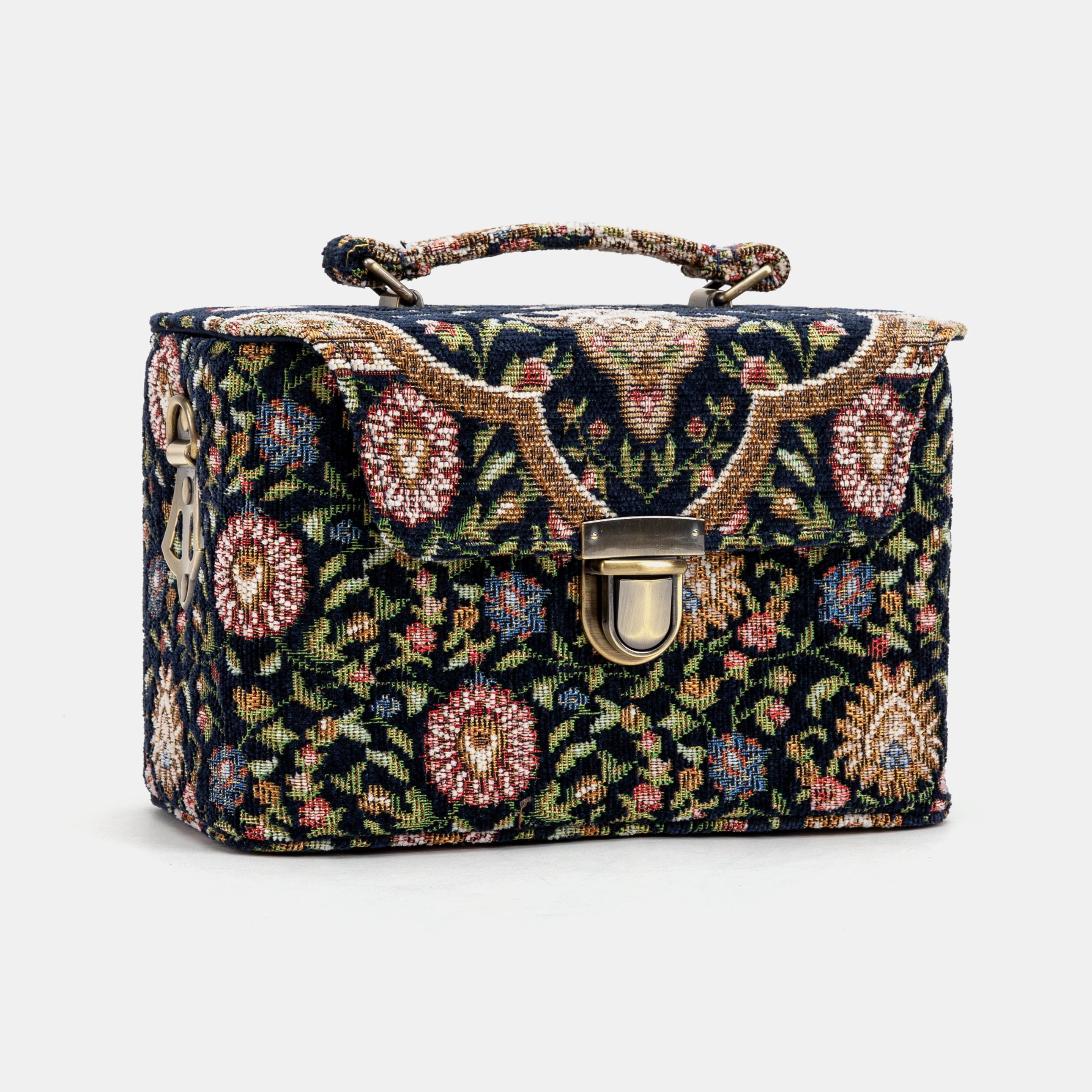 Oriental Navy Clara Medium Train Case Purseof America front side
