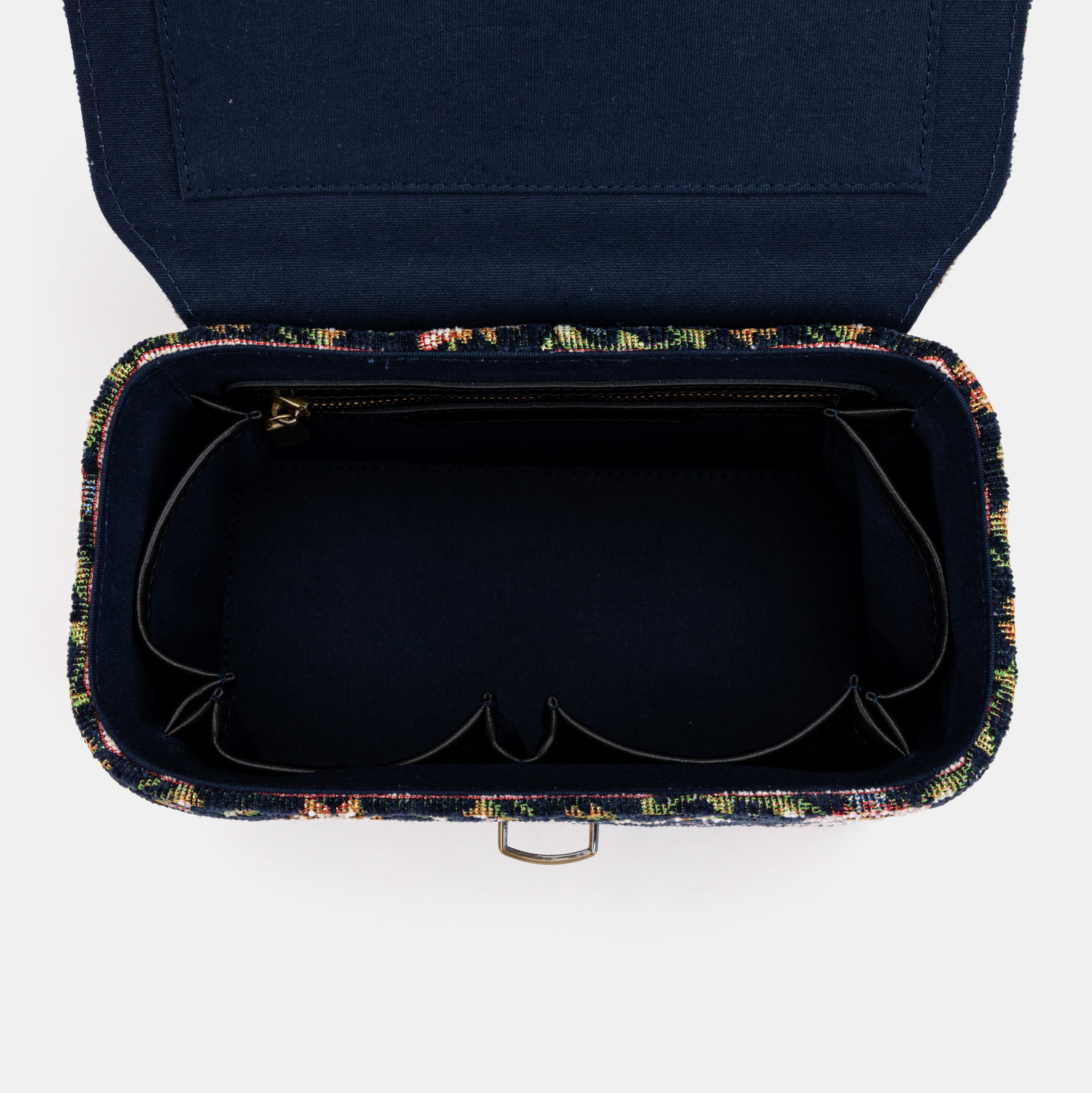 Oriental Navy Clara Medium Train Case Purse i of America inside