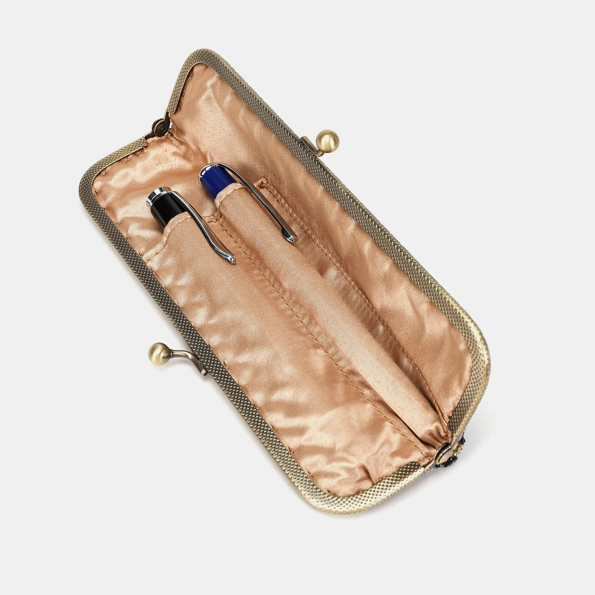 Oriental Navy Duo Pen Case Carpetbag of America open