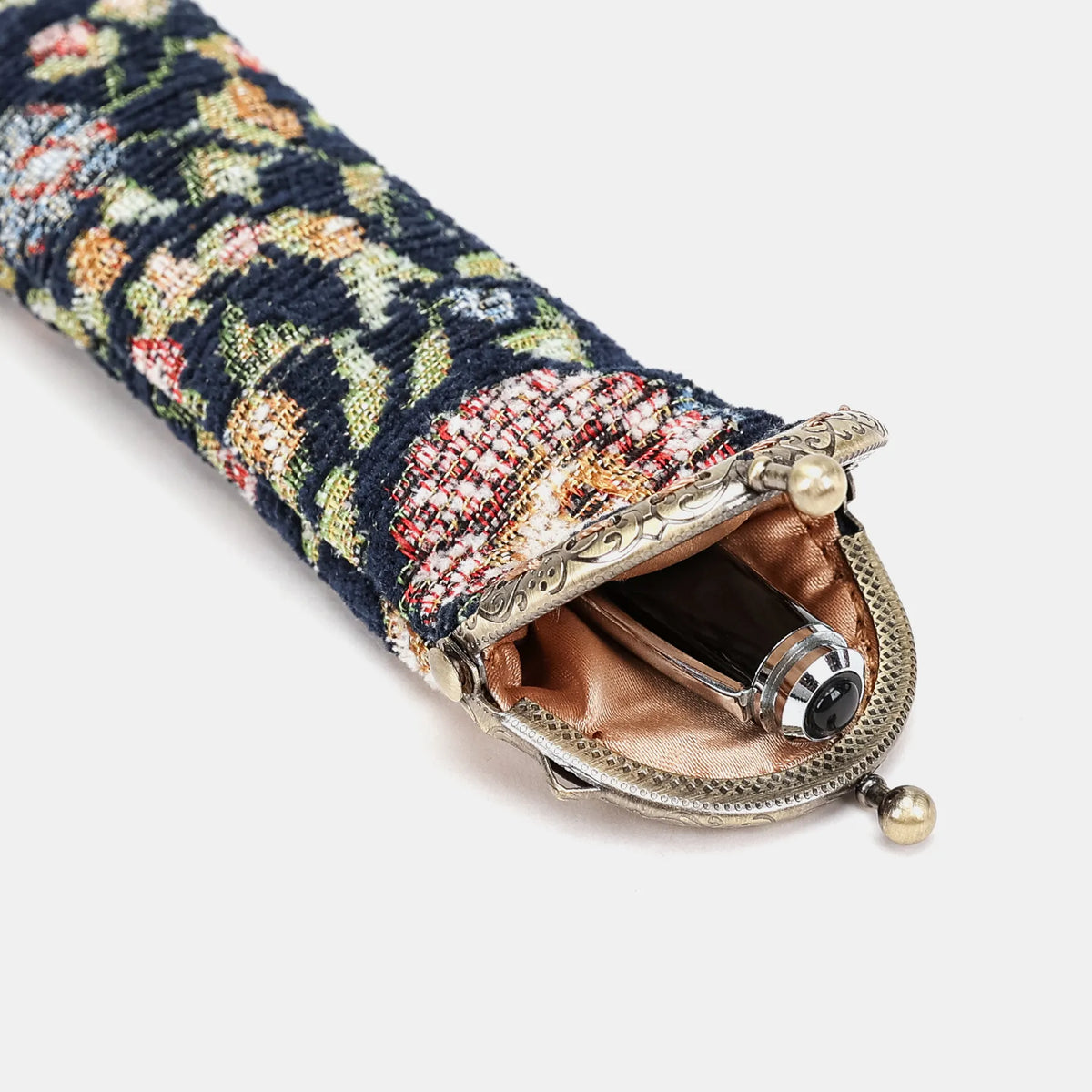 Oriental Navy Solo Pen Case Carpetbag of America open