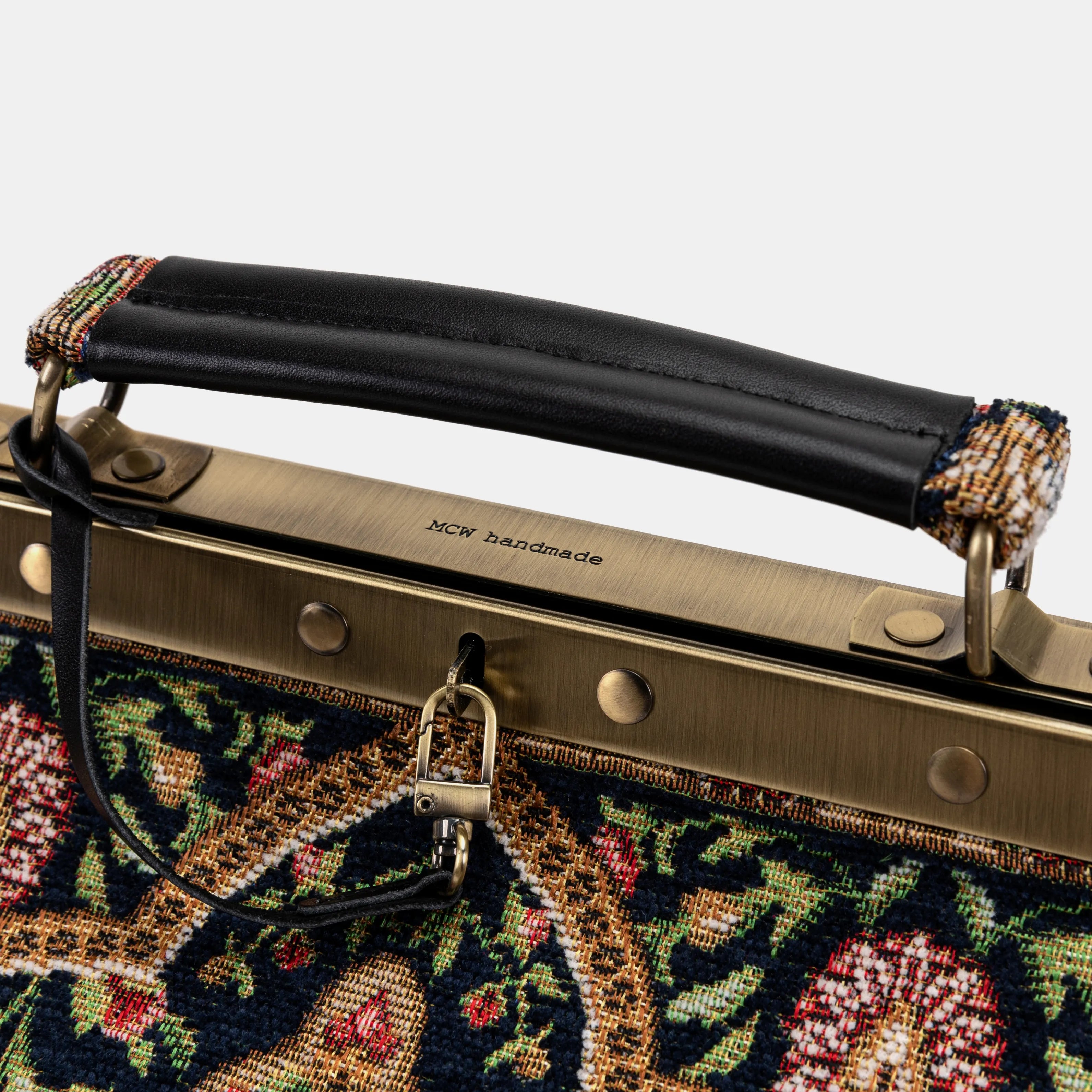 Oriental Navy Vivienne Carpet Purse Gladstone Bag of America logo