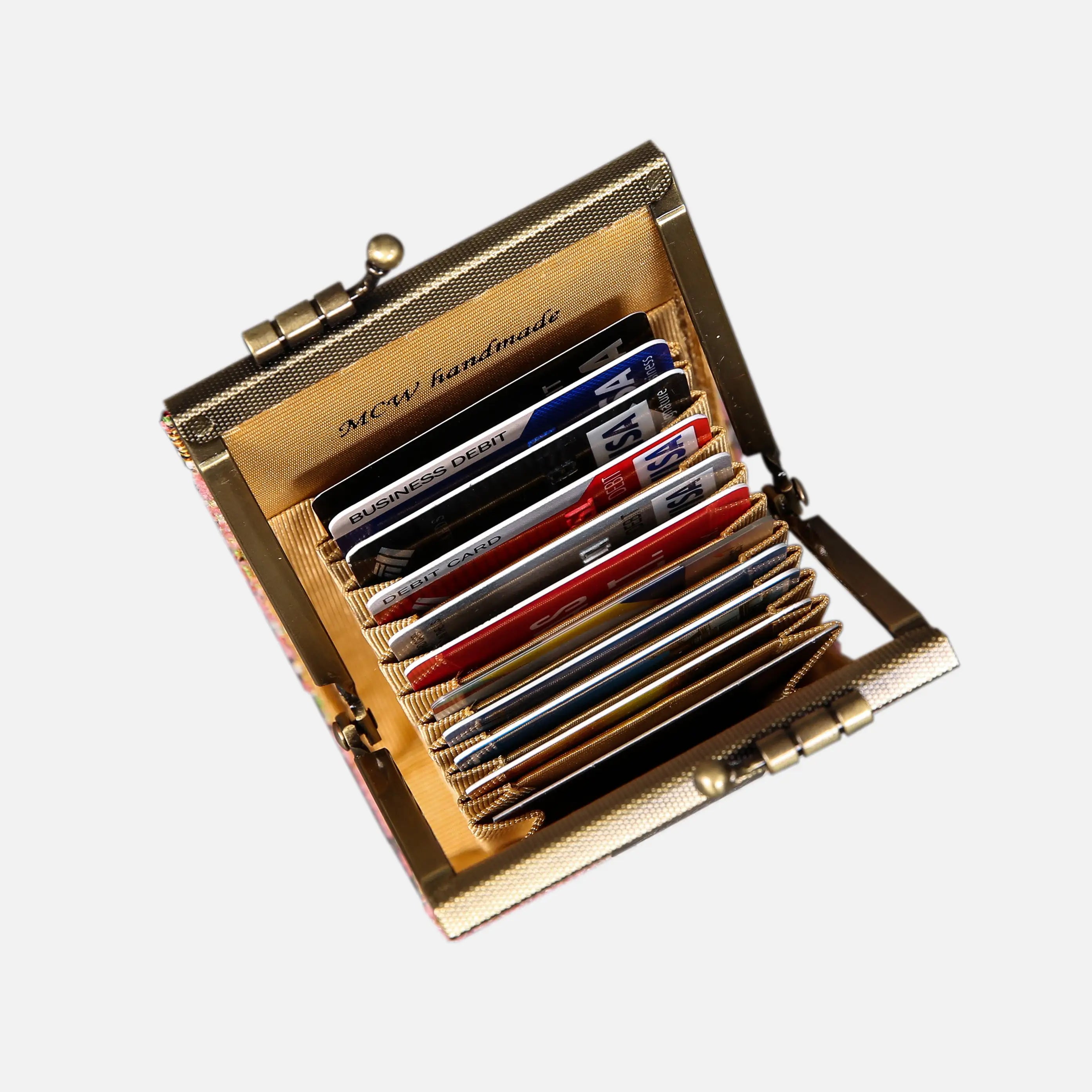 Oriental Pink Card Wallet  of America 11 slots in use