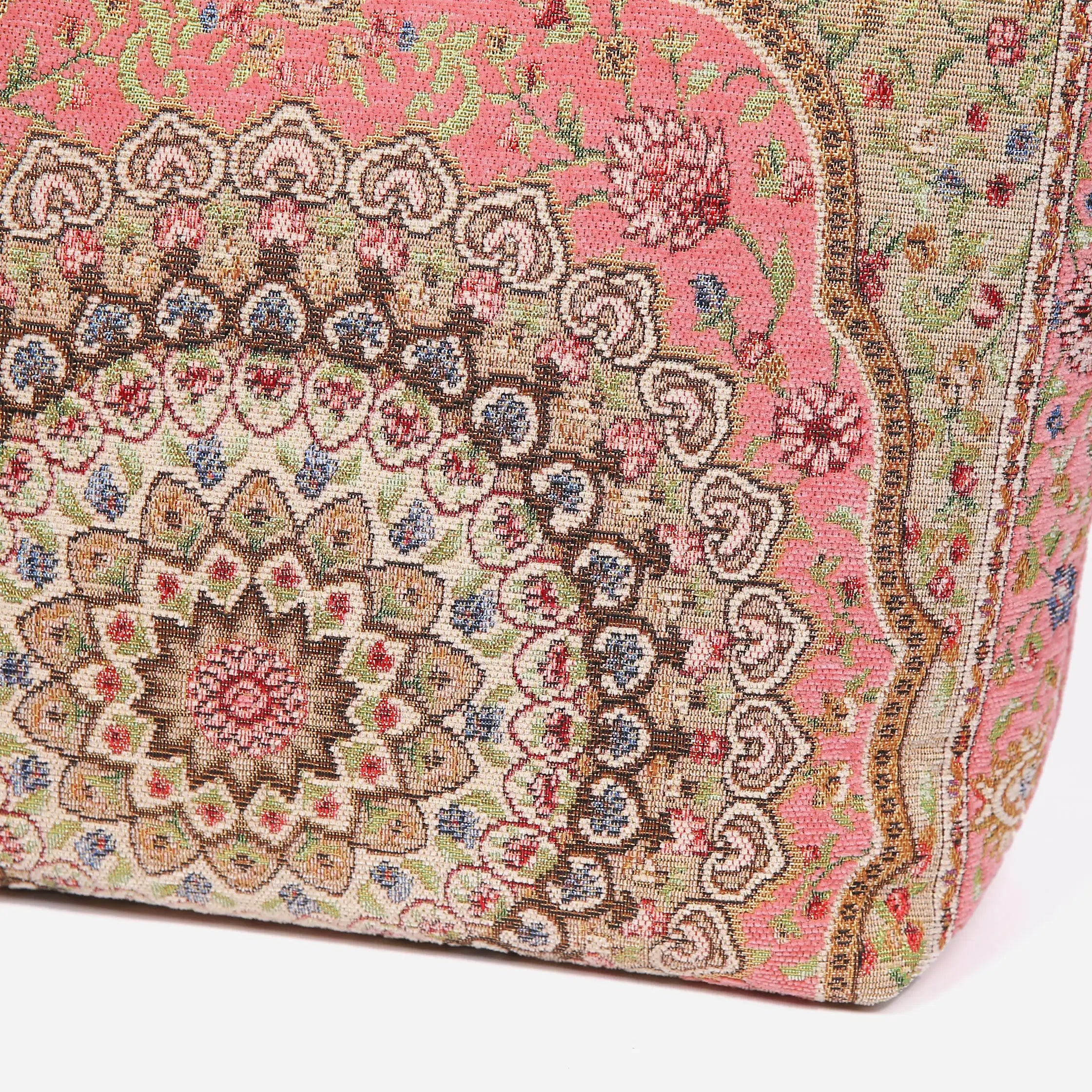 Oriental Pink Carpet Tote Shopper Carpetbag of America details