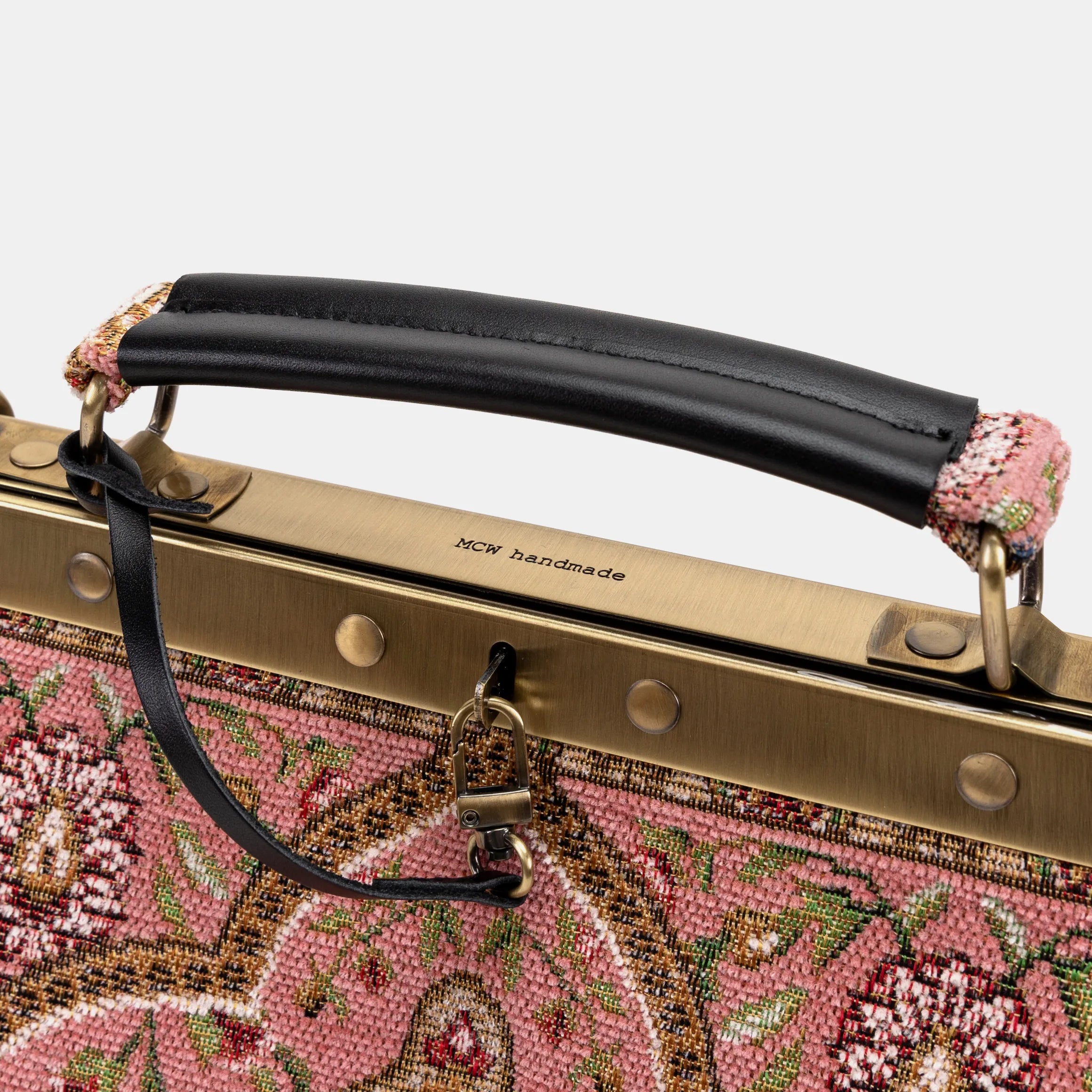 Oriental Pink Cecile Carpet Purse Gladstone Bag of America logo