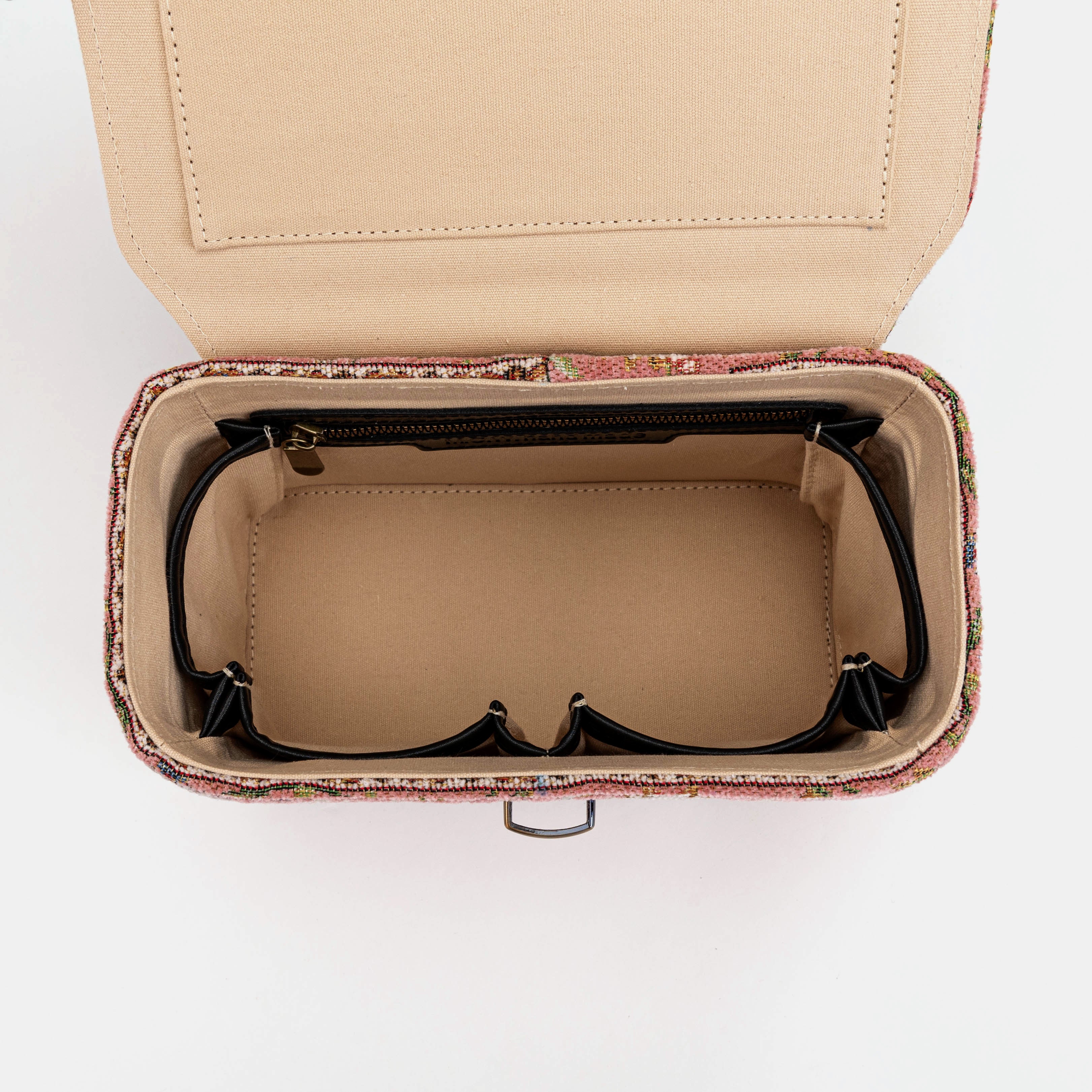 Oriental Pink Clara Medium Train Case Purse of America inside