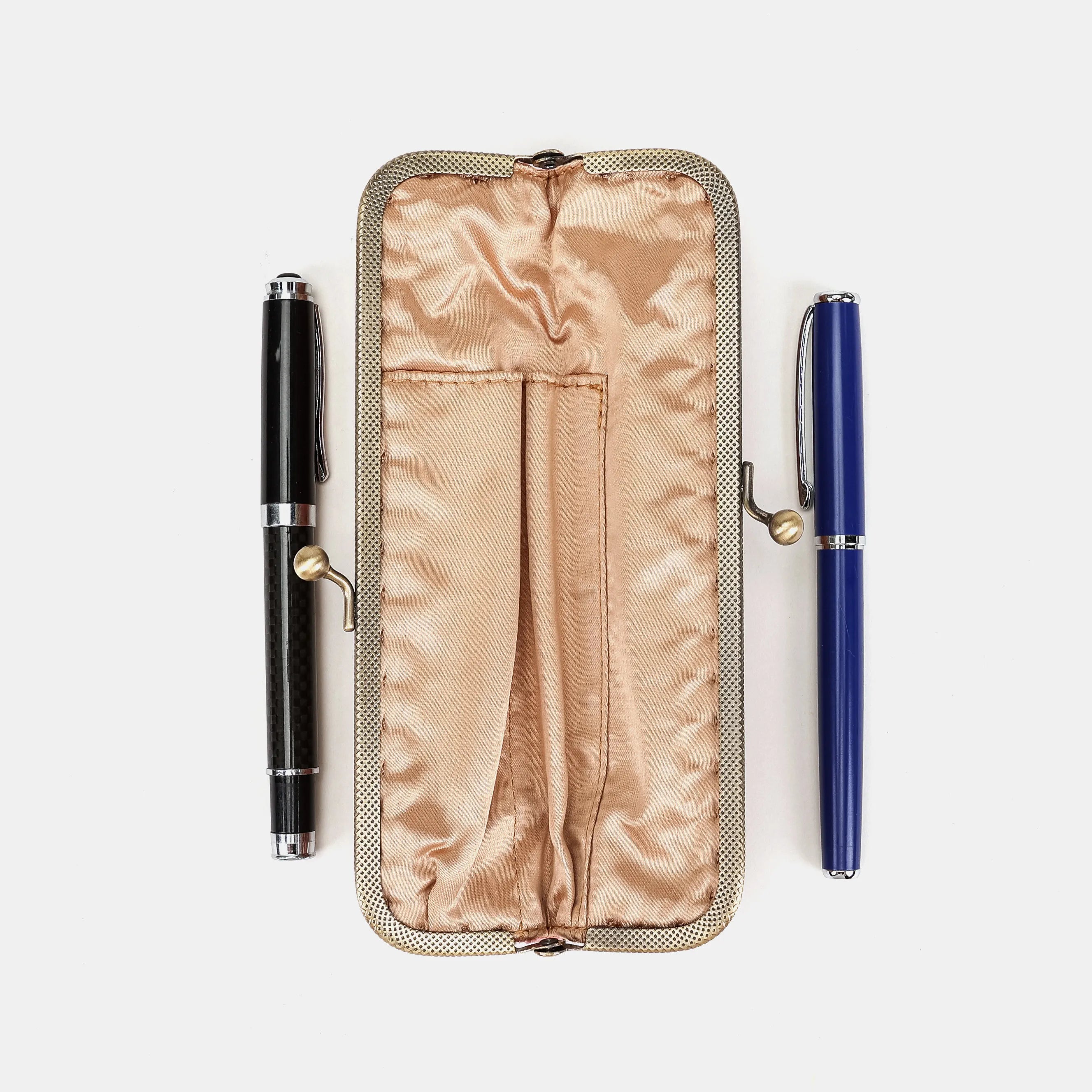 Oriental Pink Duo Pen Case Carpetbag of America inside