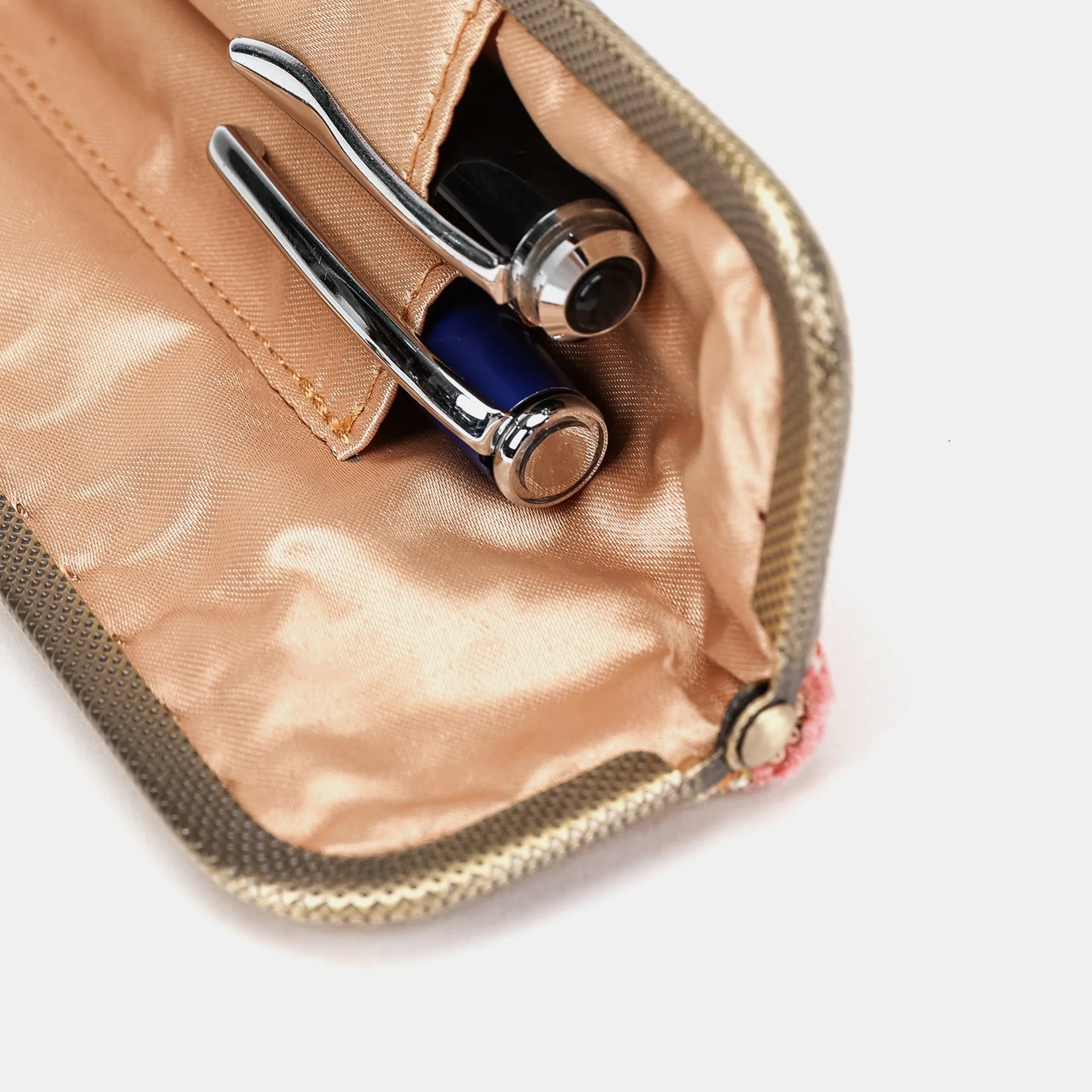 Oriental Pink Duo Pen Case Carpetbag of America detail