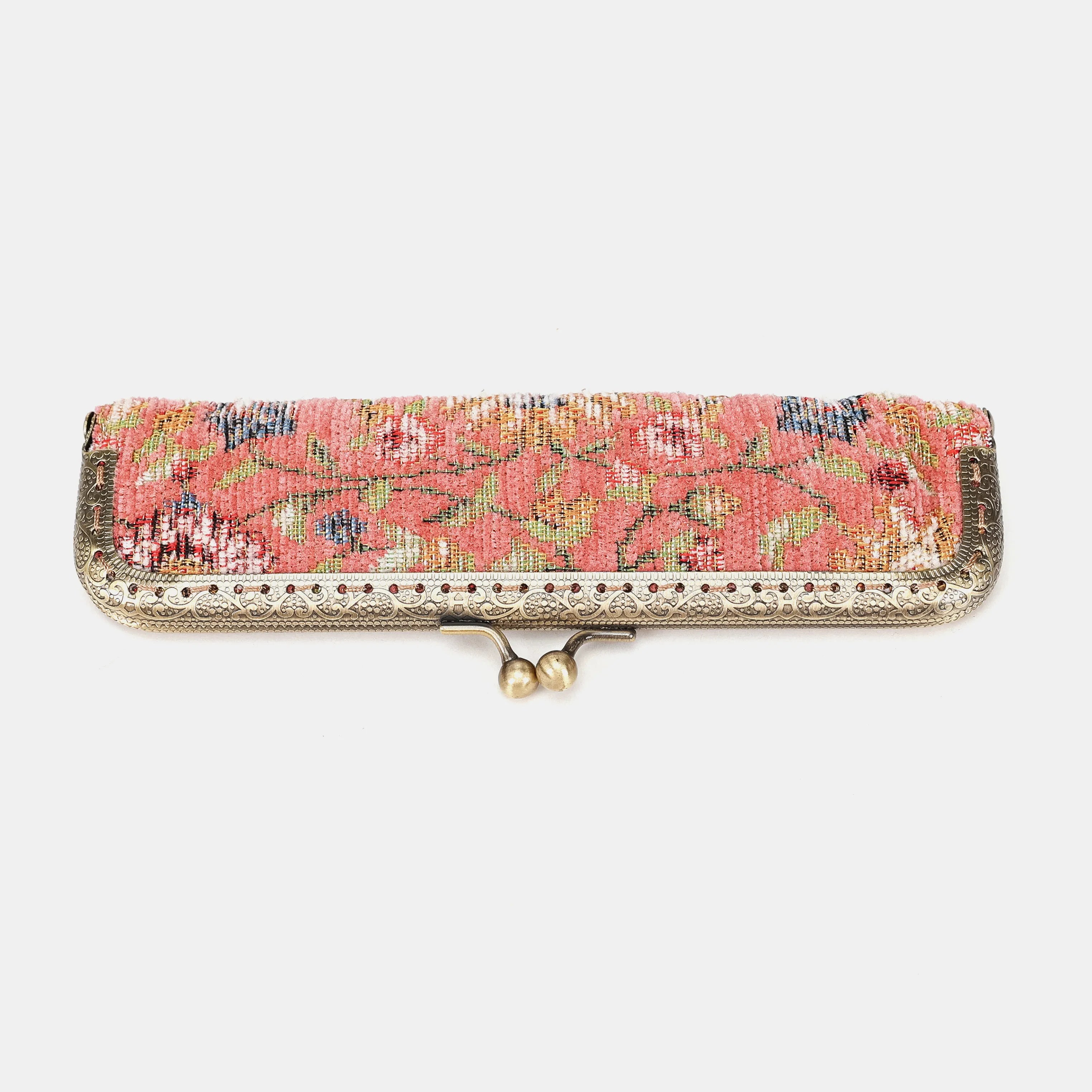 Oriental Pink Duo Pen Case Carpetbag of America front