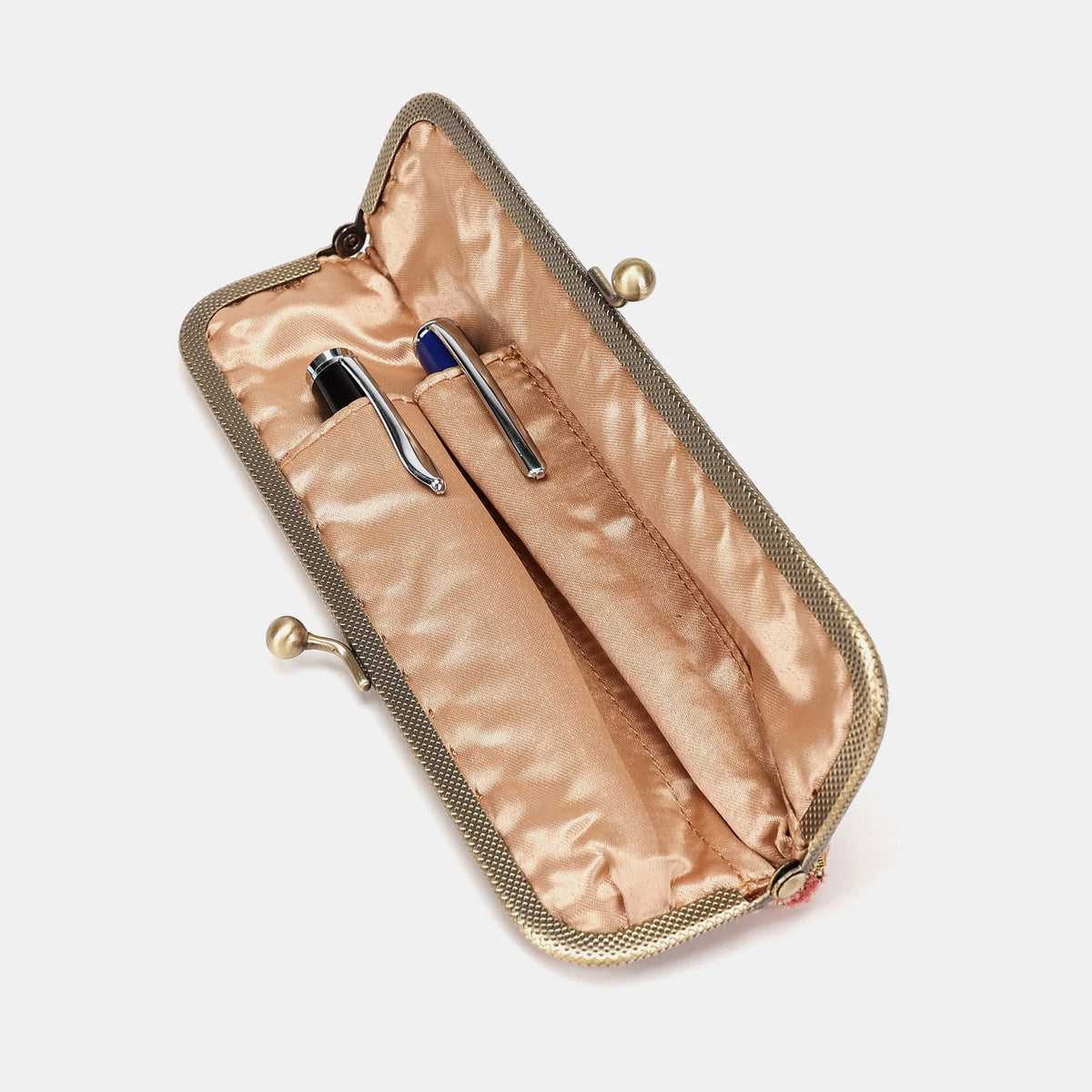 Oriental Pink Duo Pen Case Carpetbag of America open
