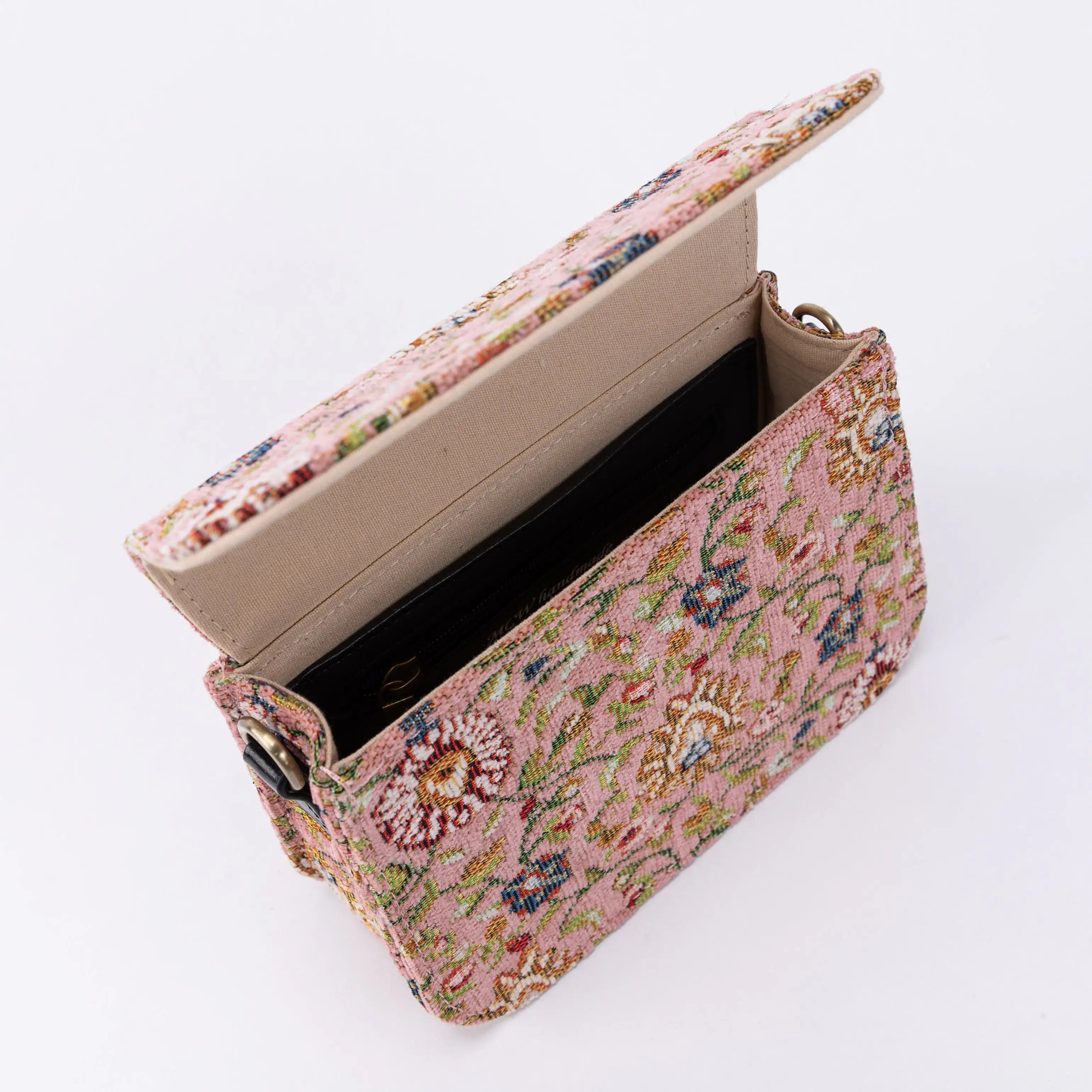 Oriental Pink Flap Crossbody Bag of America opening