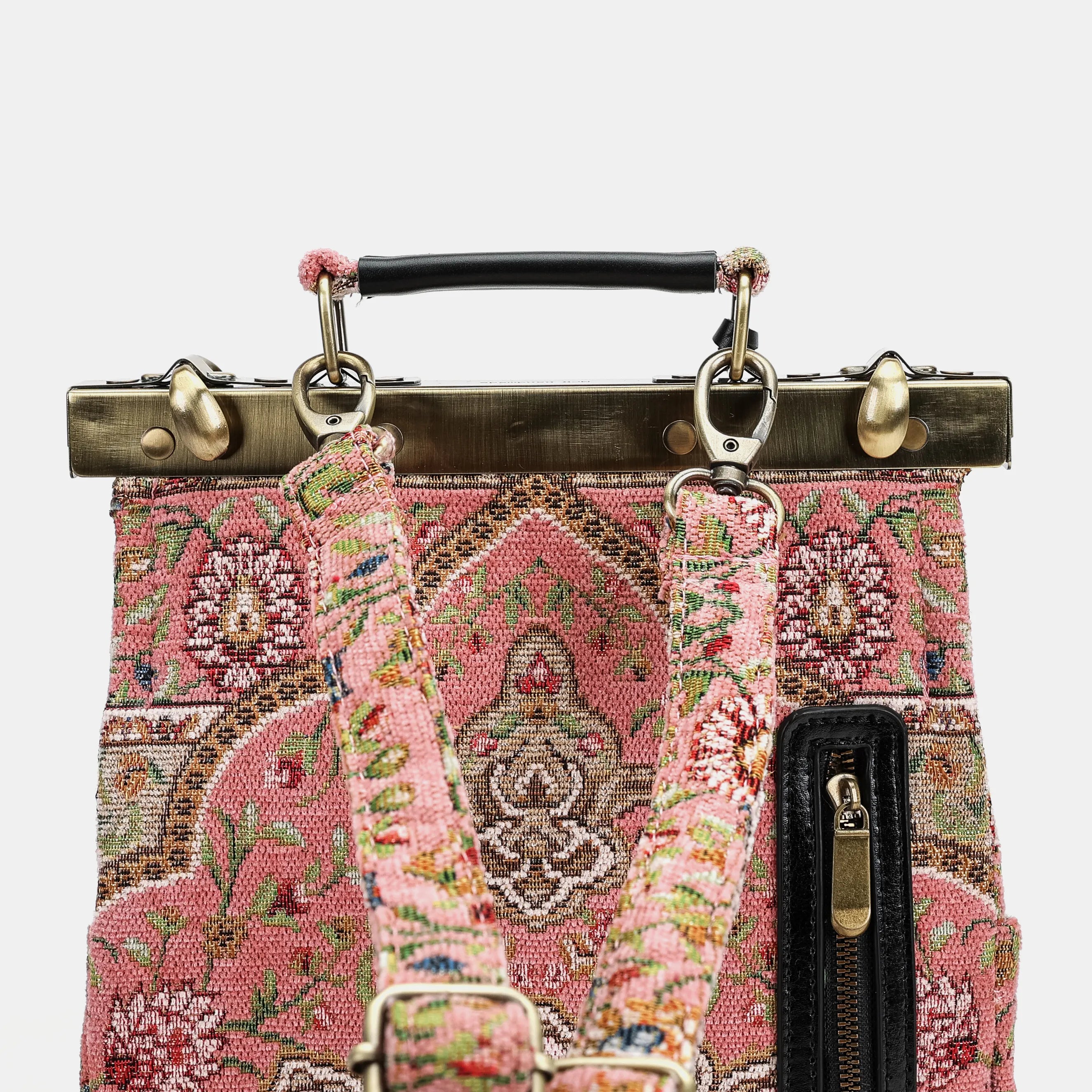 Oriental Pink Helena Carpet Gladstone Backpack of America bakc details