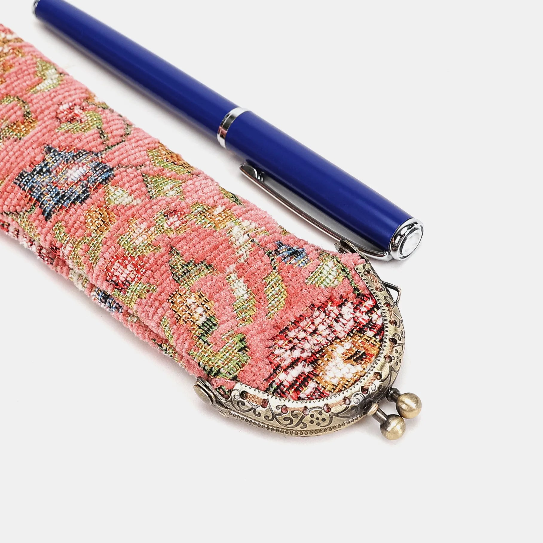 Oriental Pink Solo Pen Case Carpetbag of America metal frame