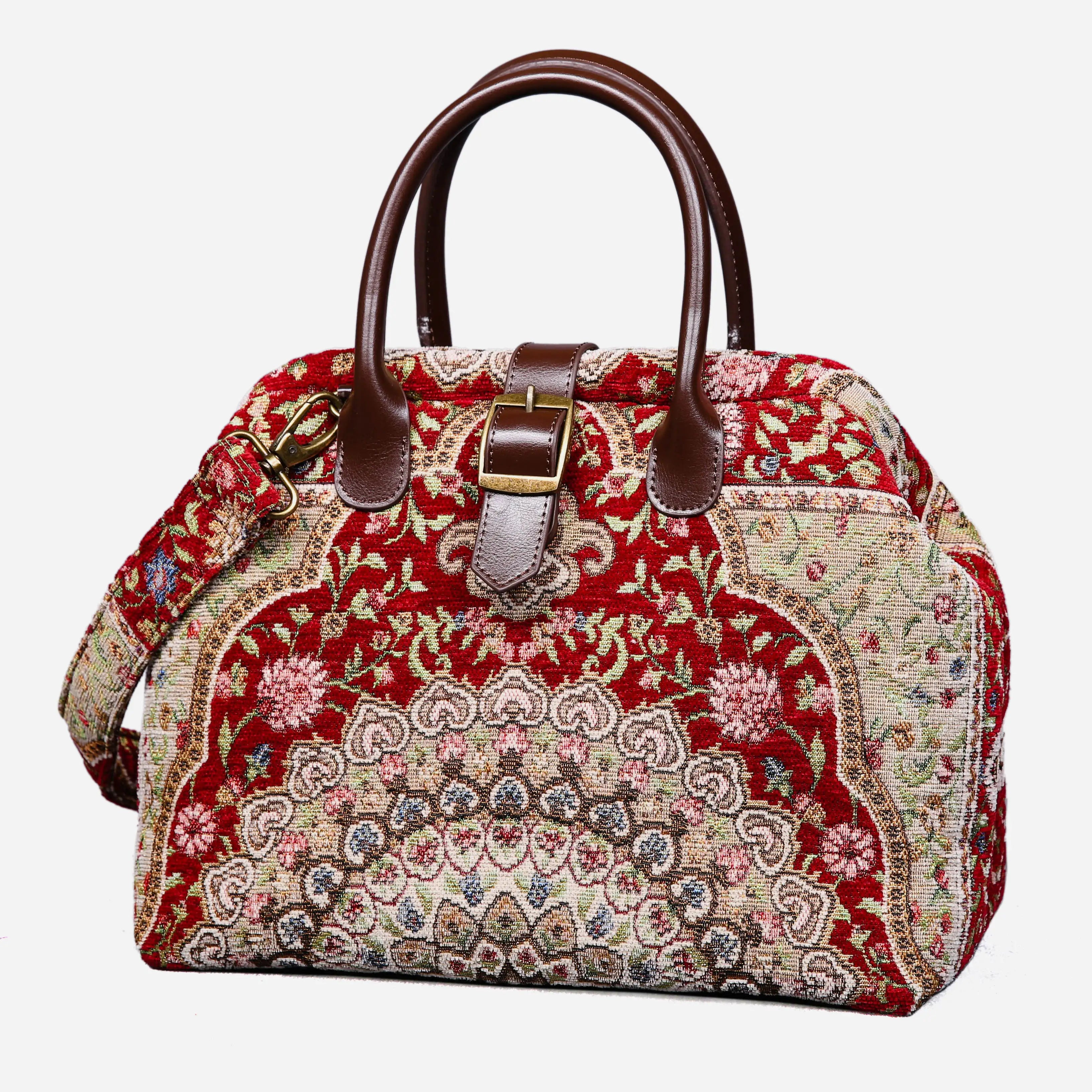 Oriental Wine Carpet Handbag Purse carpet bag MCW Handmade front
