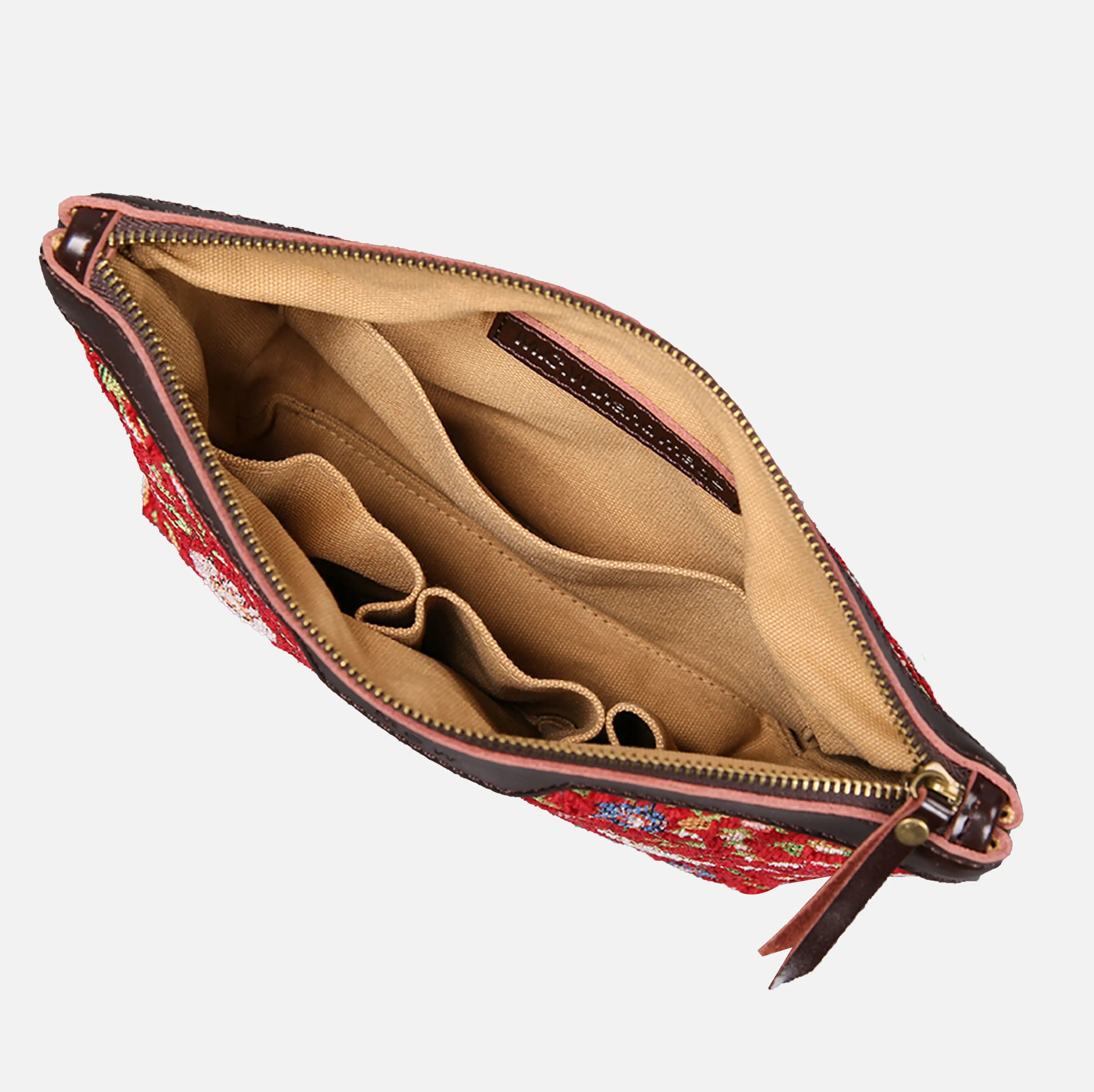 Oriental Wine Carpet Makeup Bag carpet bag MCW Handmade of America inside
