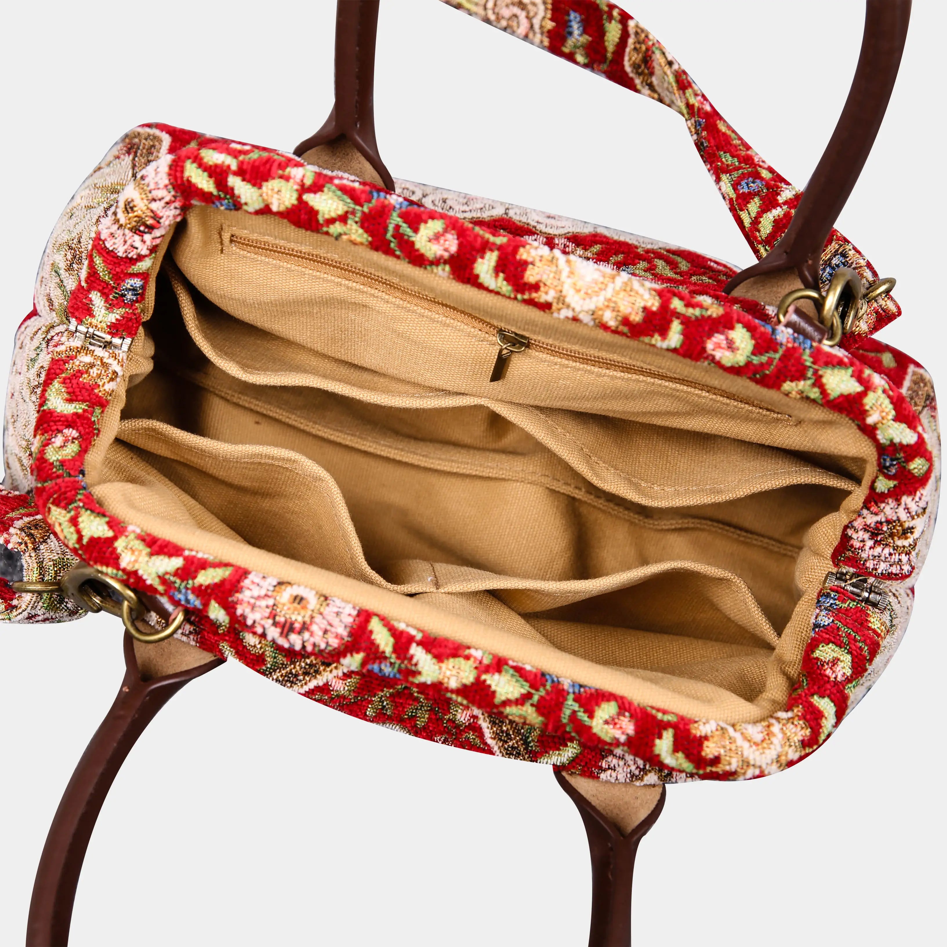 Oriental Red Carpet Satchel Carpetbag of America open