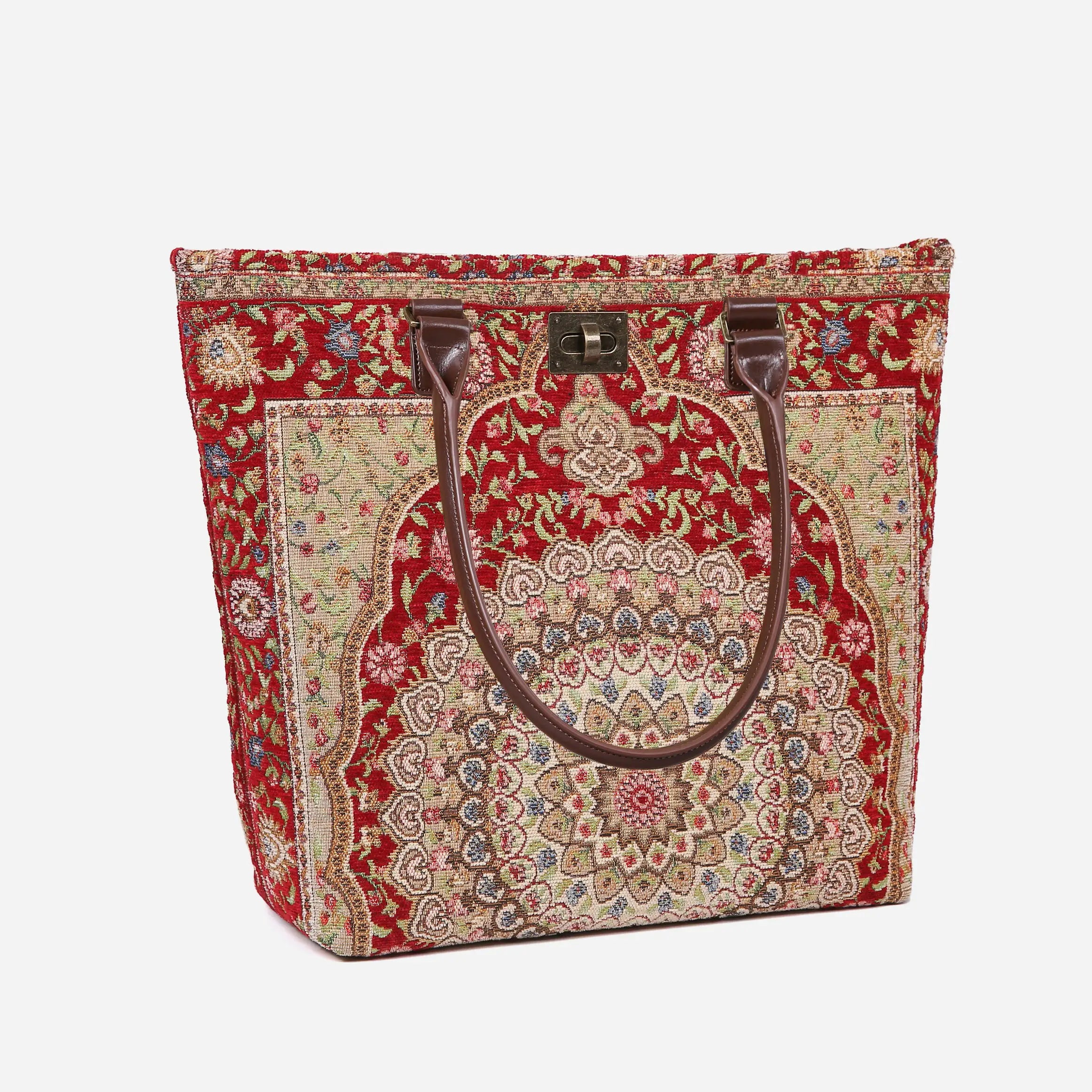 Oriental Red Carpet Tote Shopper Carpetbag of America handle down