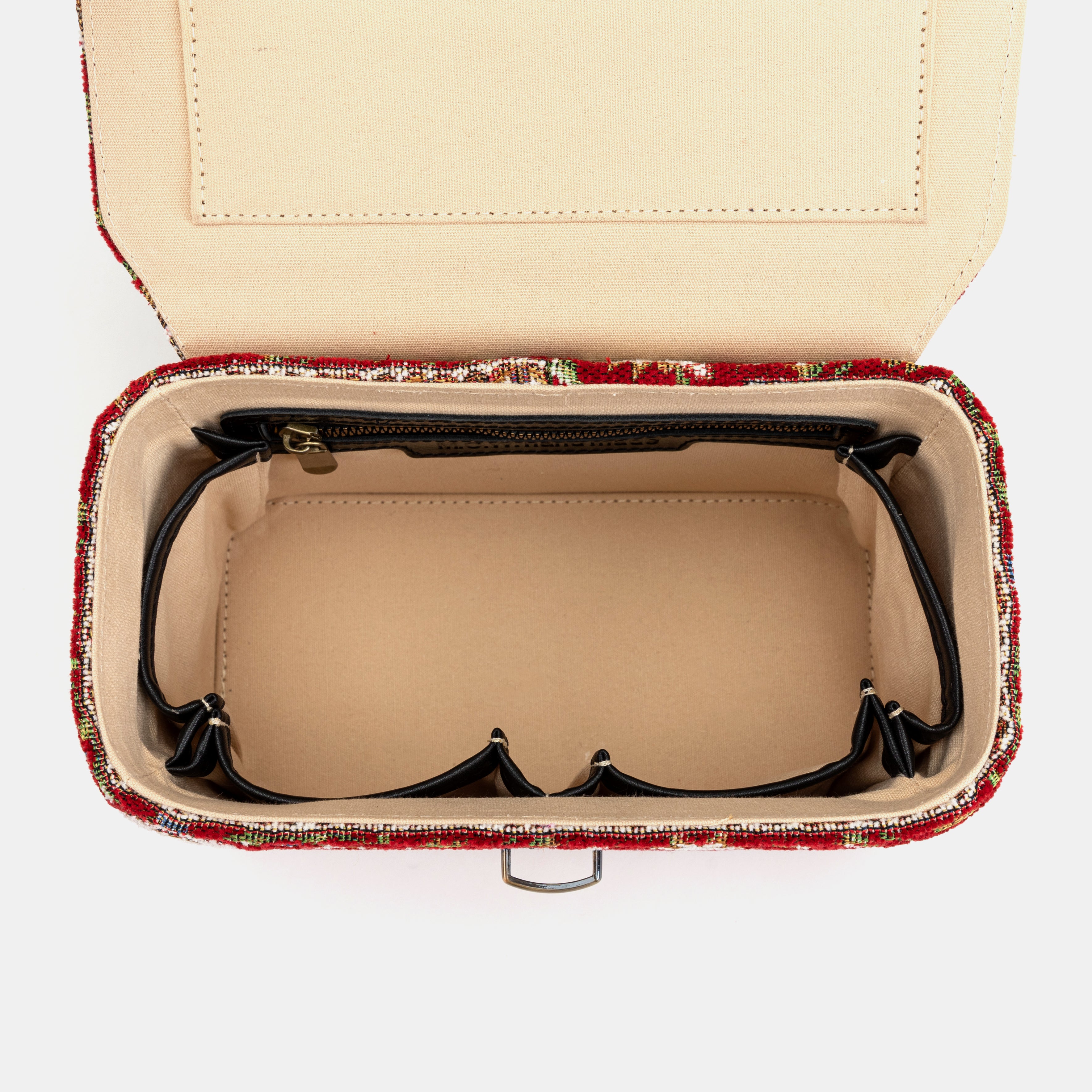 Oriental Red Clara Medium Train Case Purse i of America inside