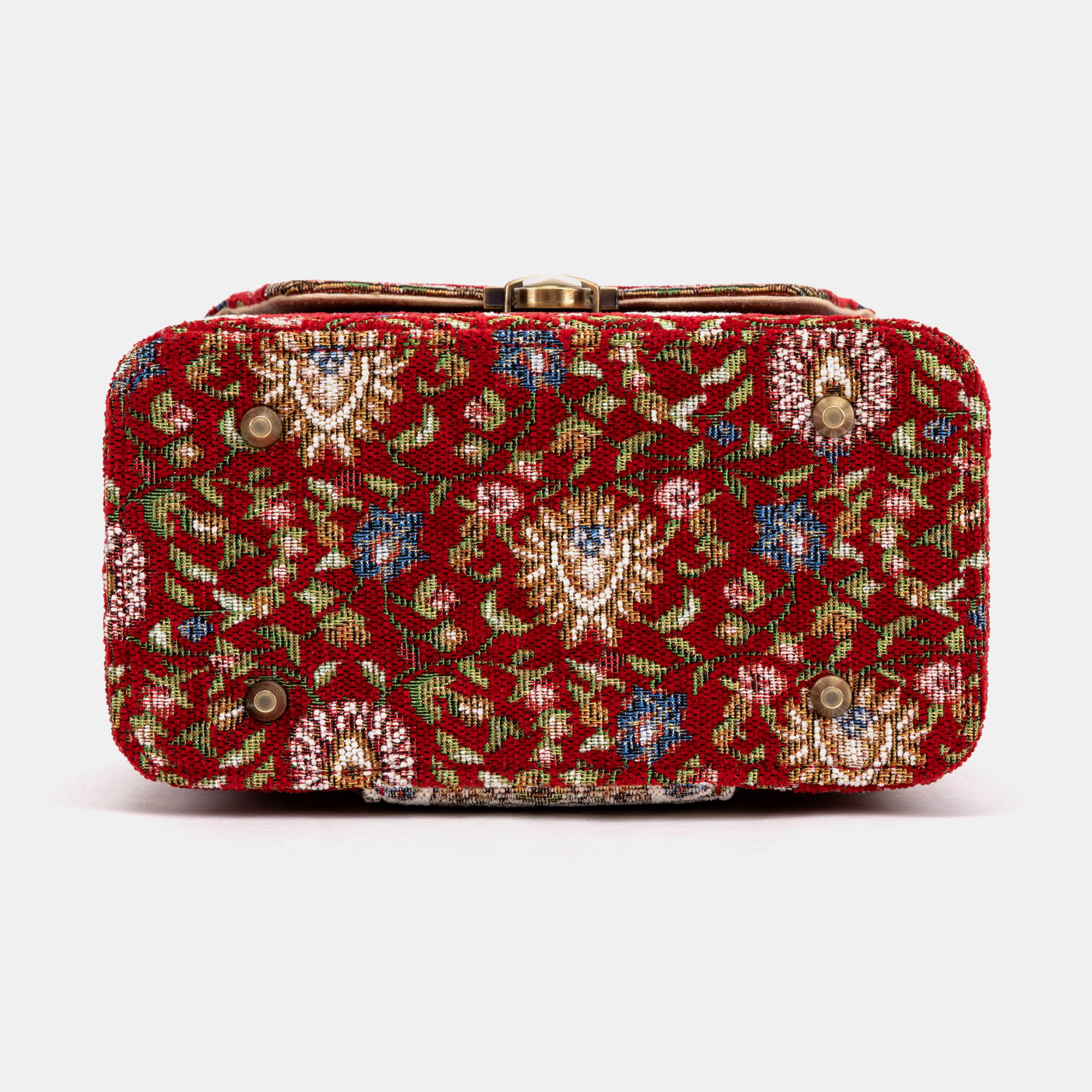 Oriental Red Clara Medium Train Case Purse of America bottom