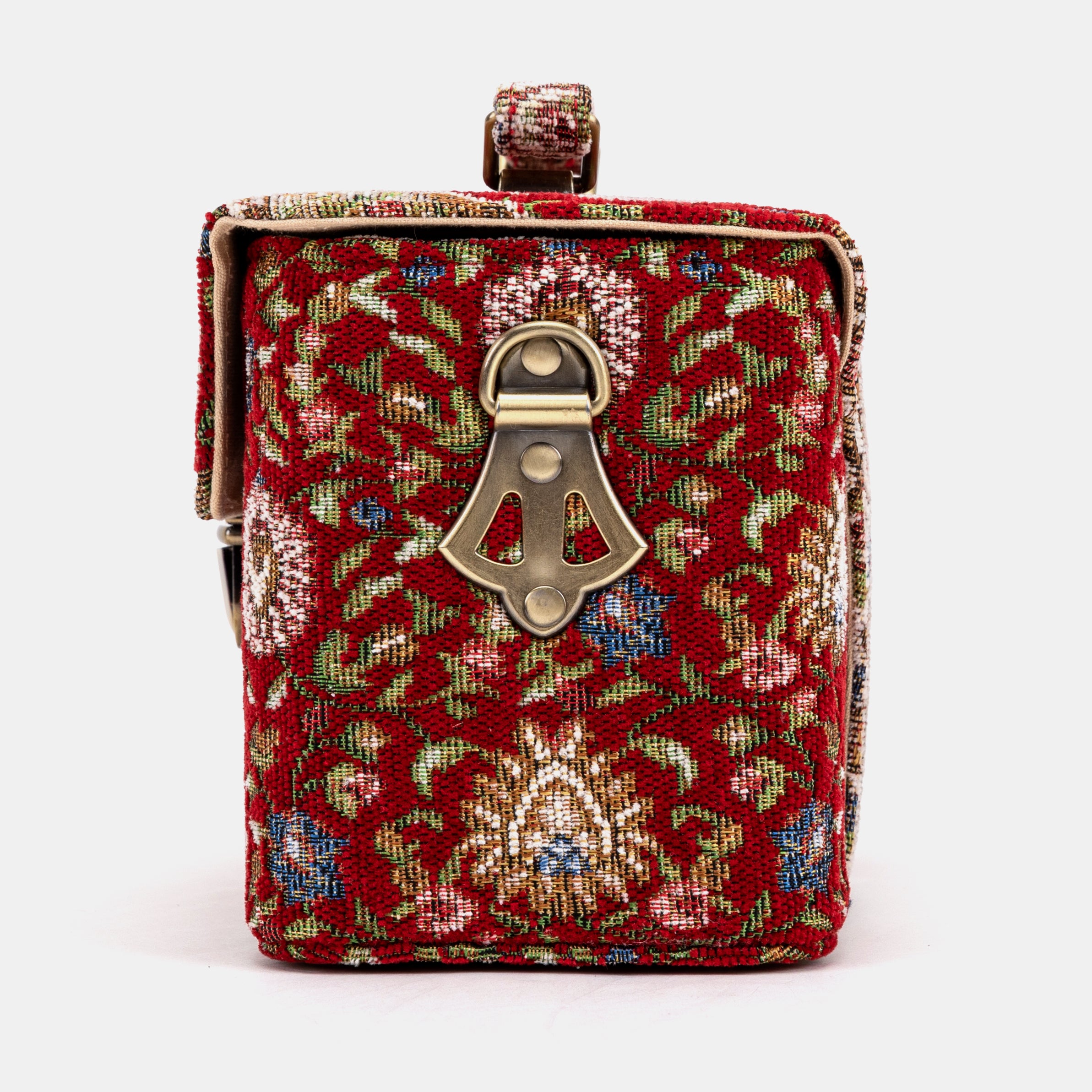 Oriental Red Clara Medium Train Case Purse  of America side