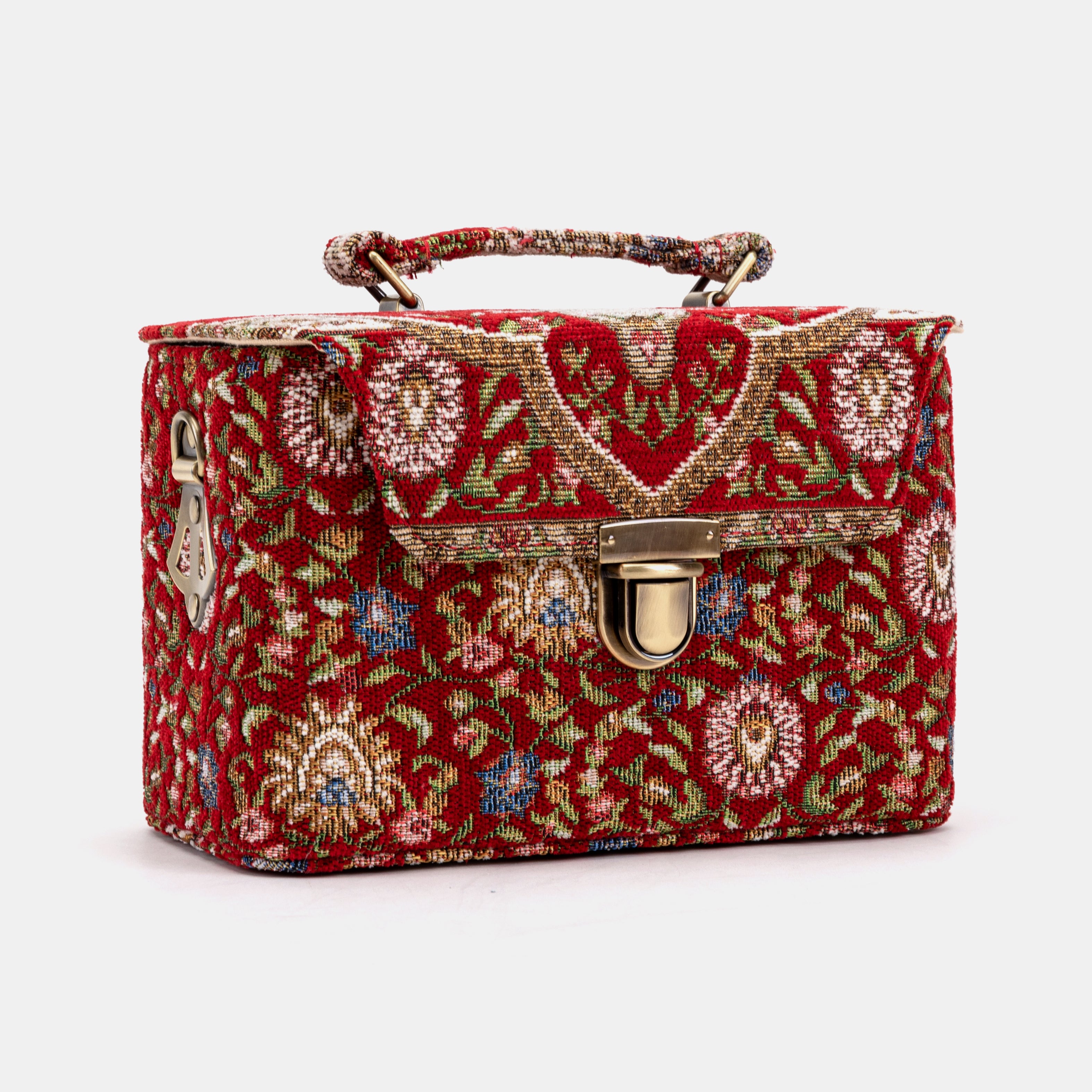 Oriental Red Clara Medium Train Case Purse of America front side