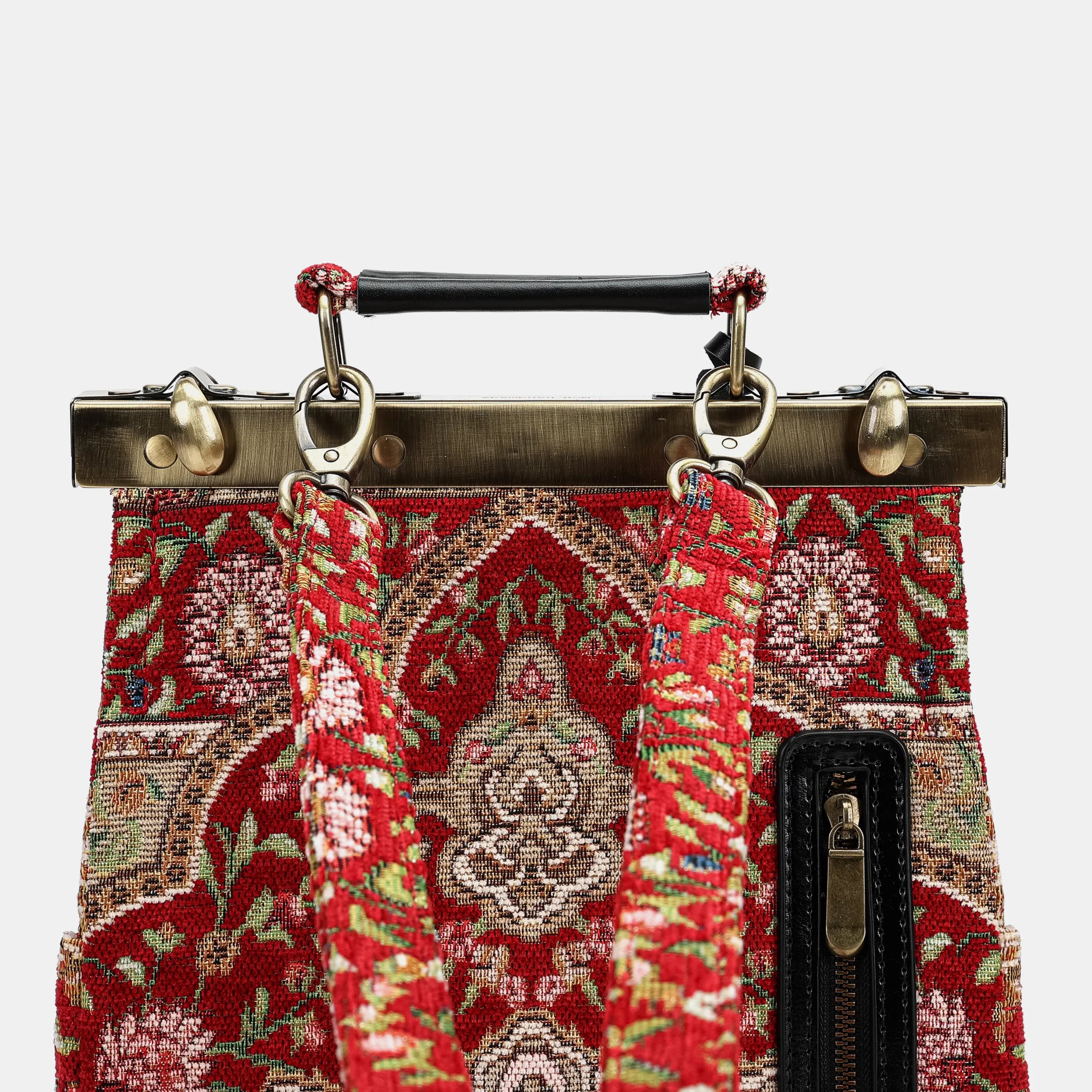 Oriental Red Helena Carpet Gladstone Backpack of America back details