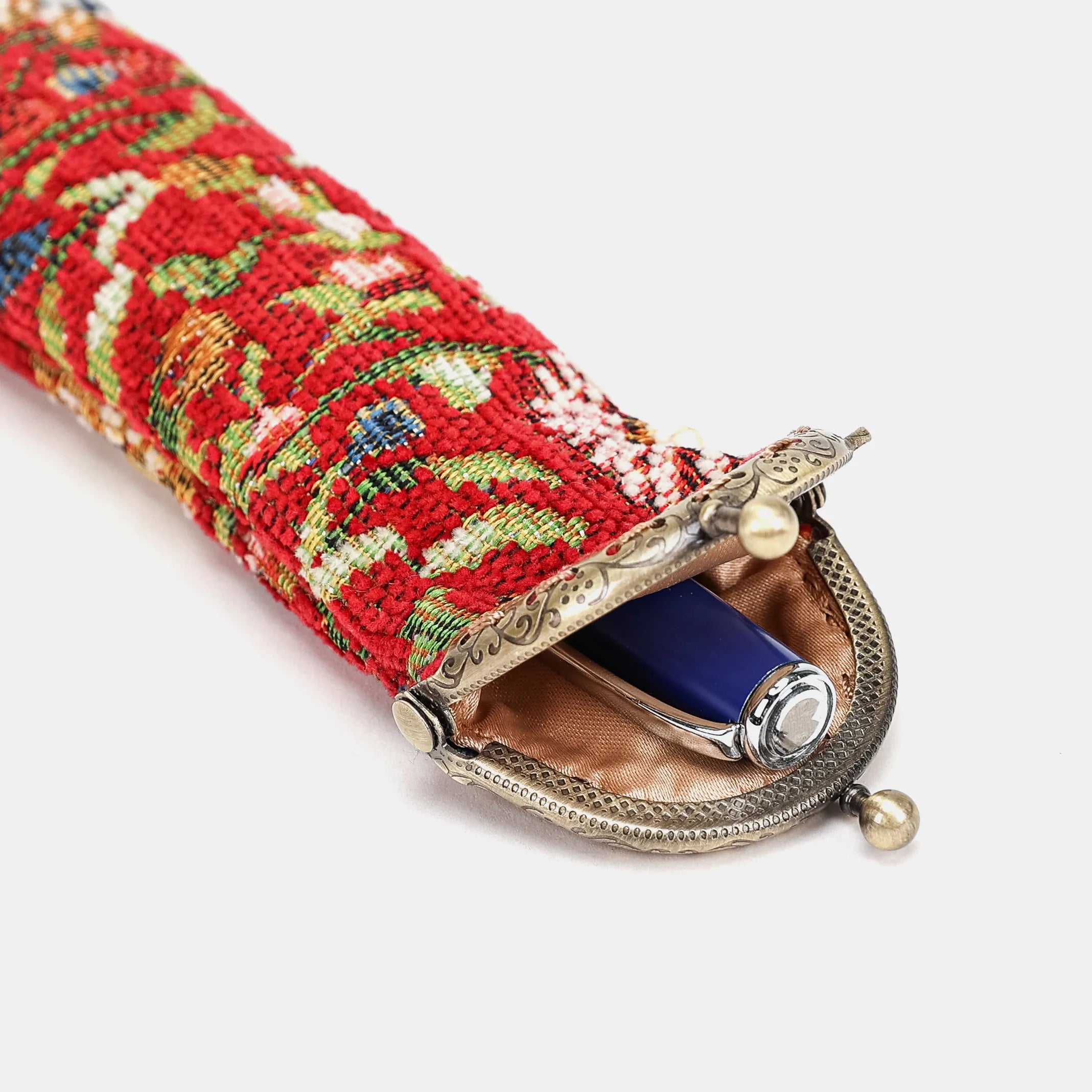 Oriental Red Solo Pen Case Carpetbag of America open