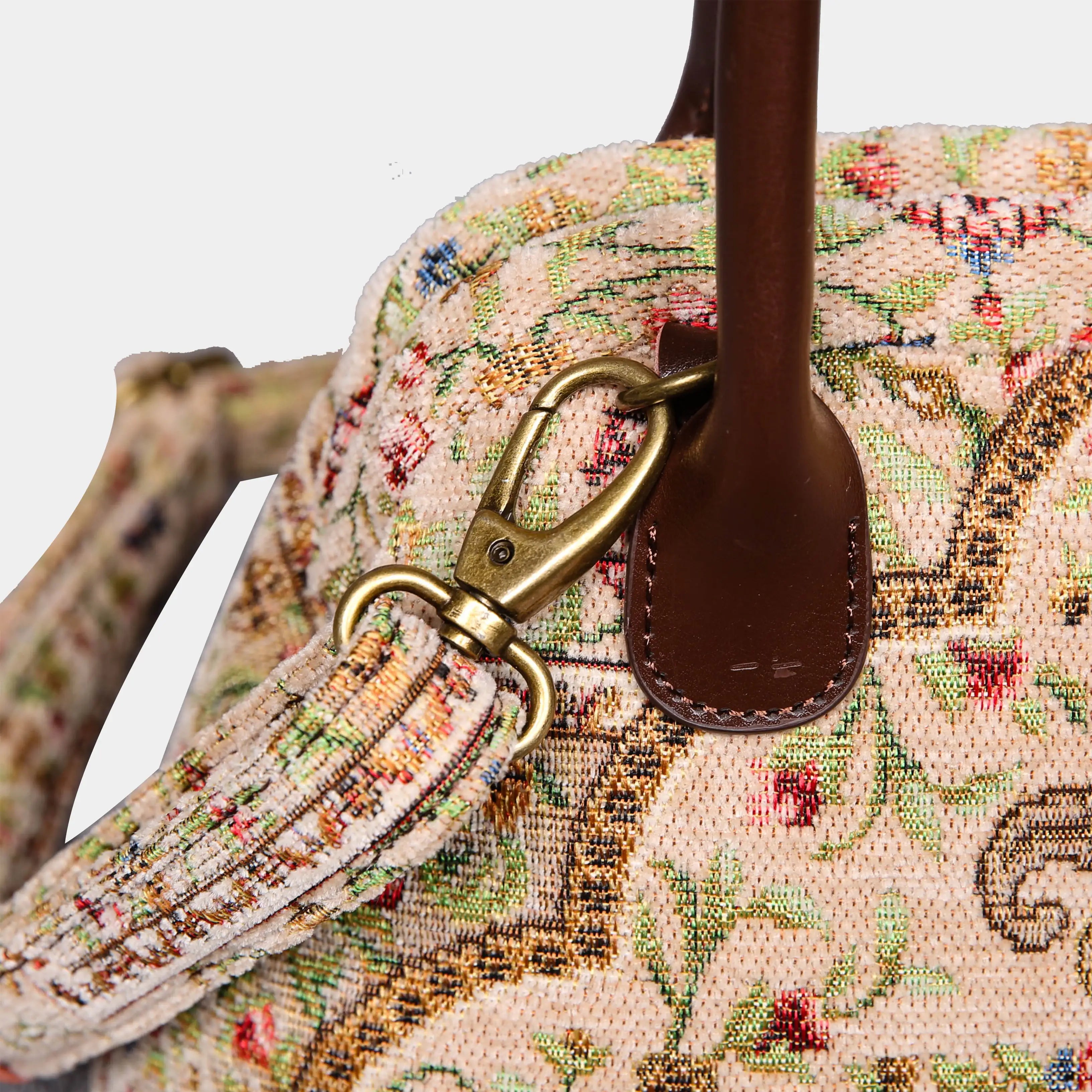 Oriental beige Carpet Satchel Carpetbag of America buckle