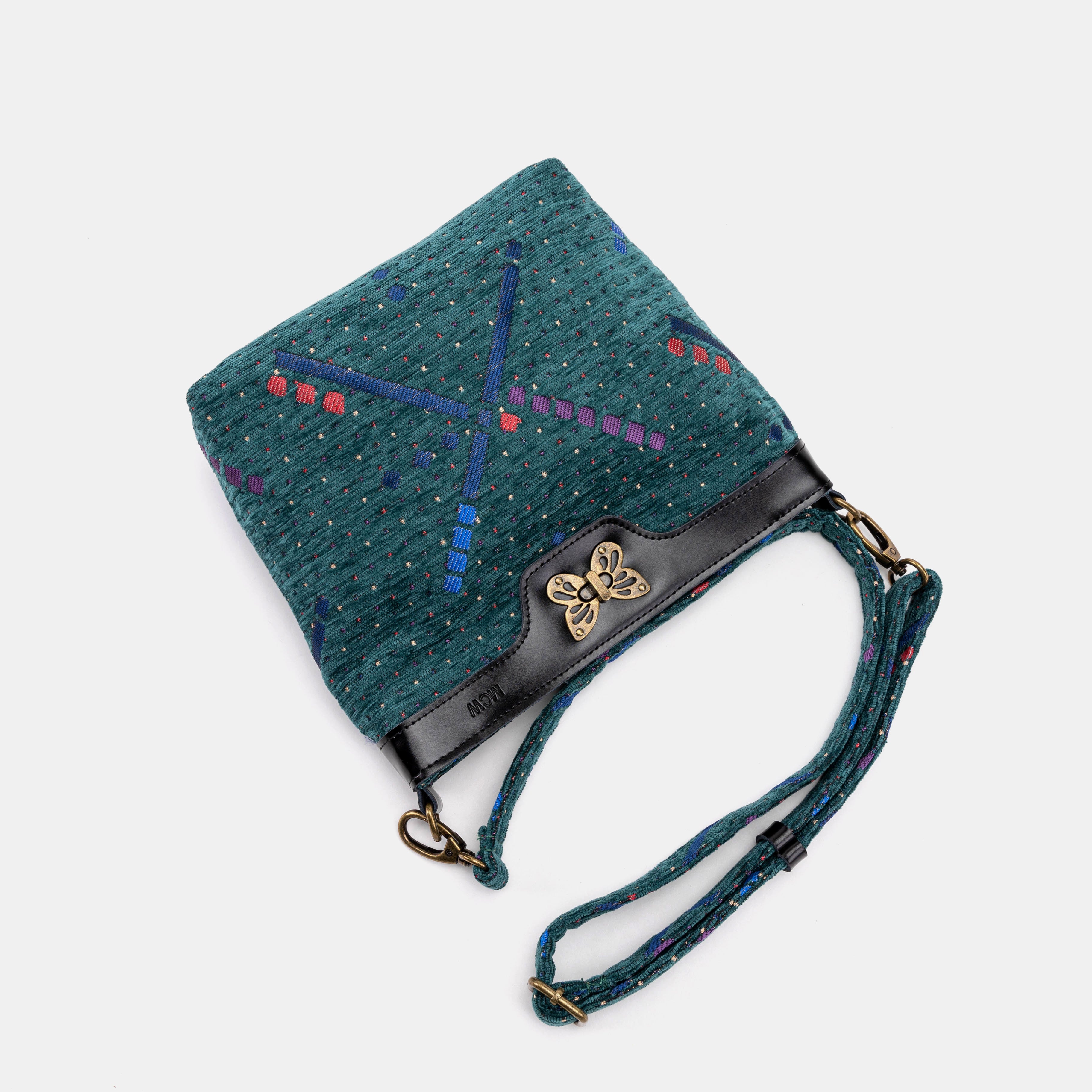 PDX Portland Airport Butterfly Crossbody Bag of America lay flat