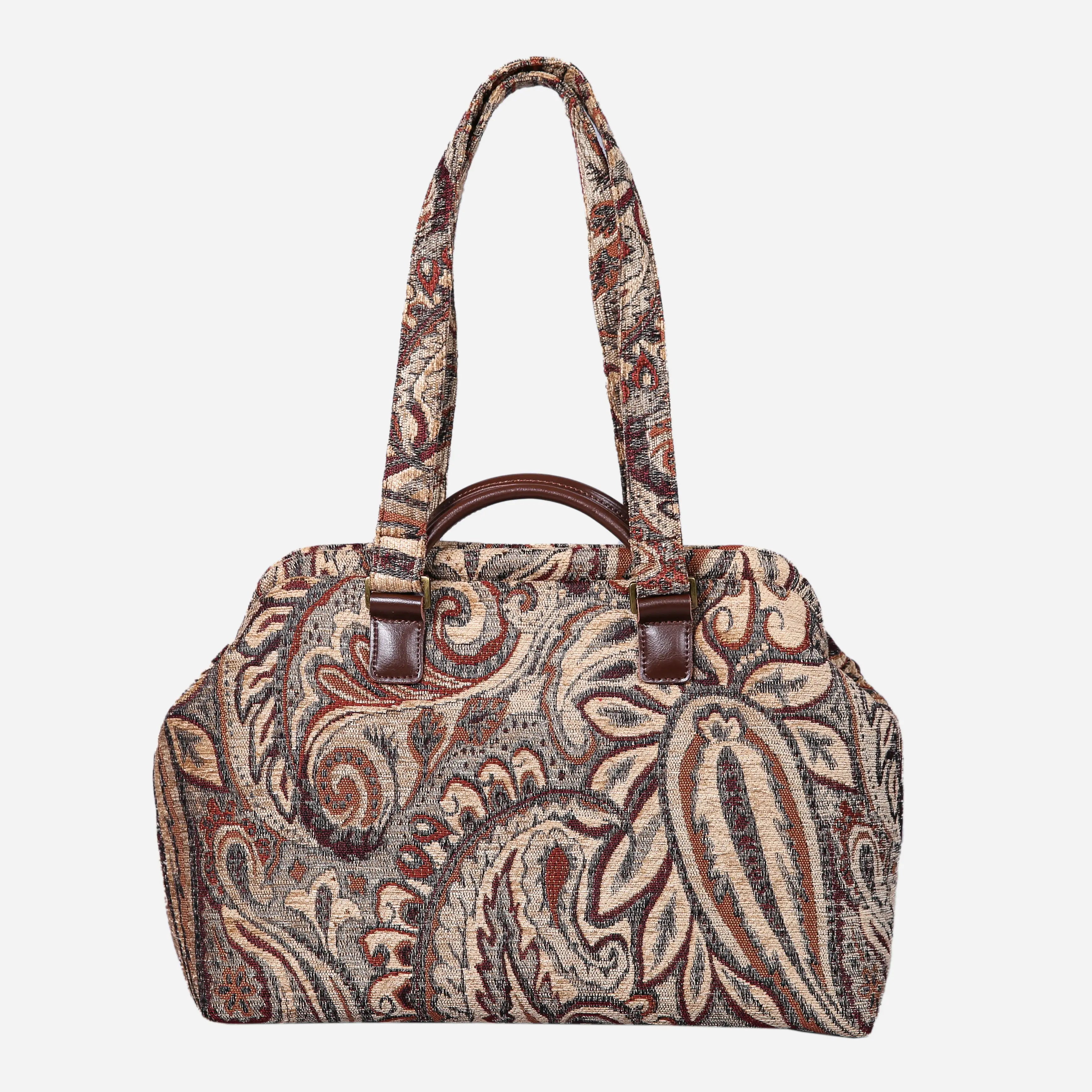Paisley Brown Knitting Project Bag  of America-with shoulder strap