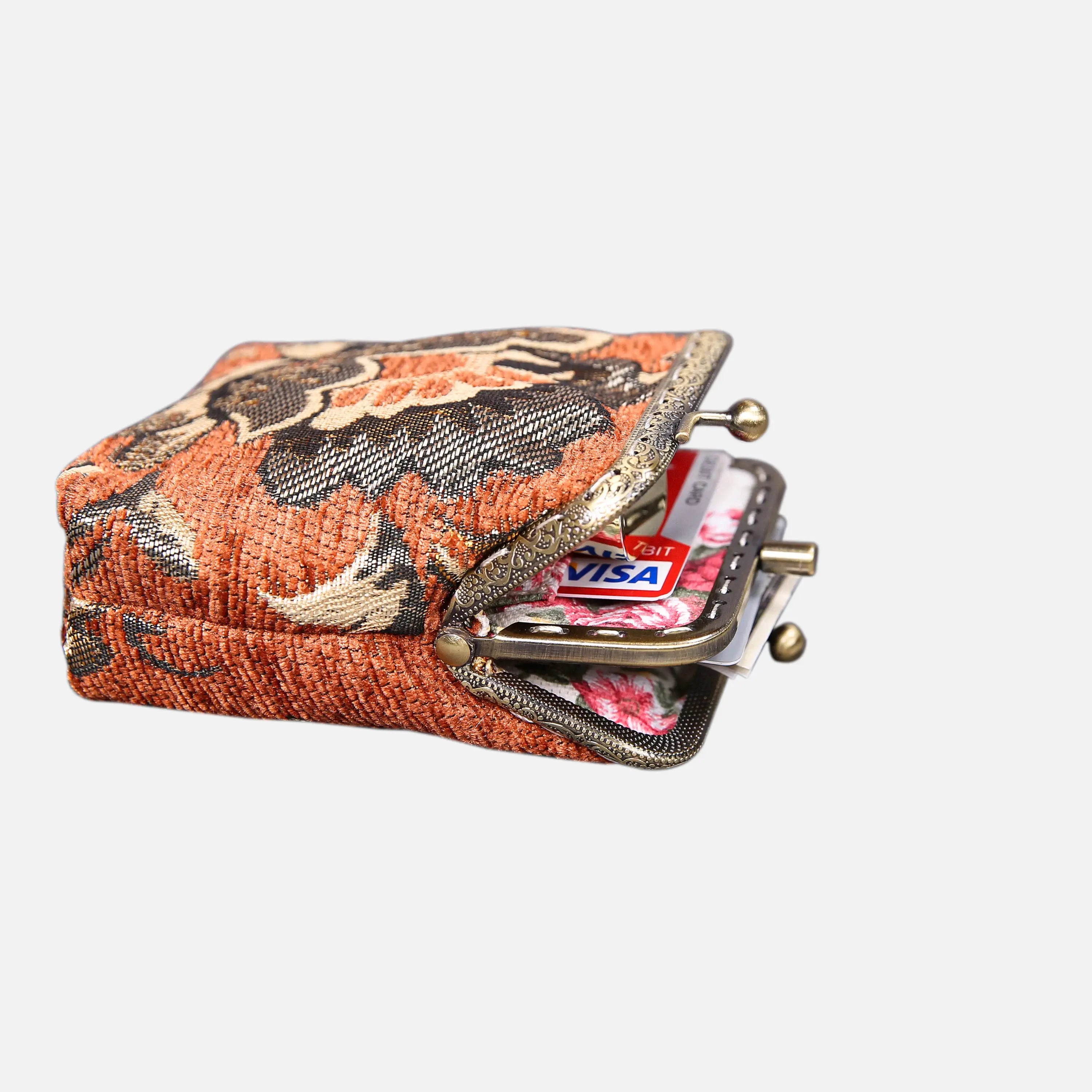 Paisley Orange Double Kiss Clasp Coin Purse of America side