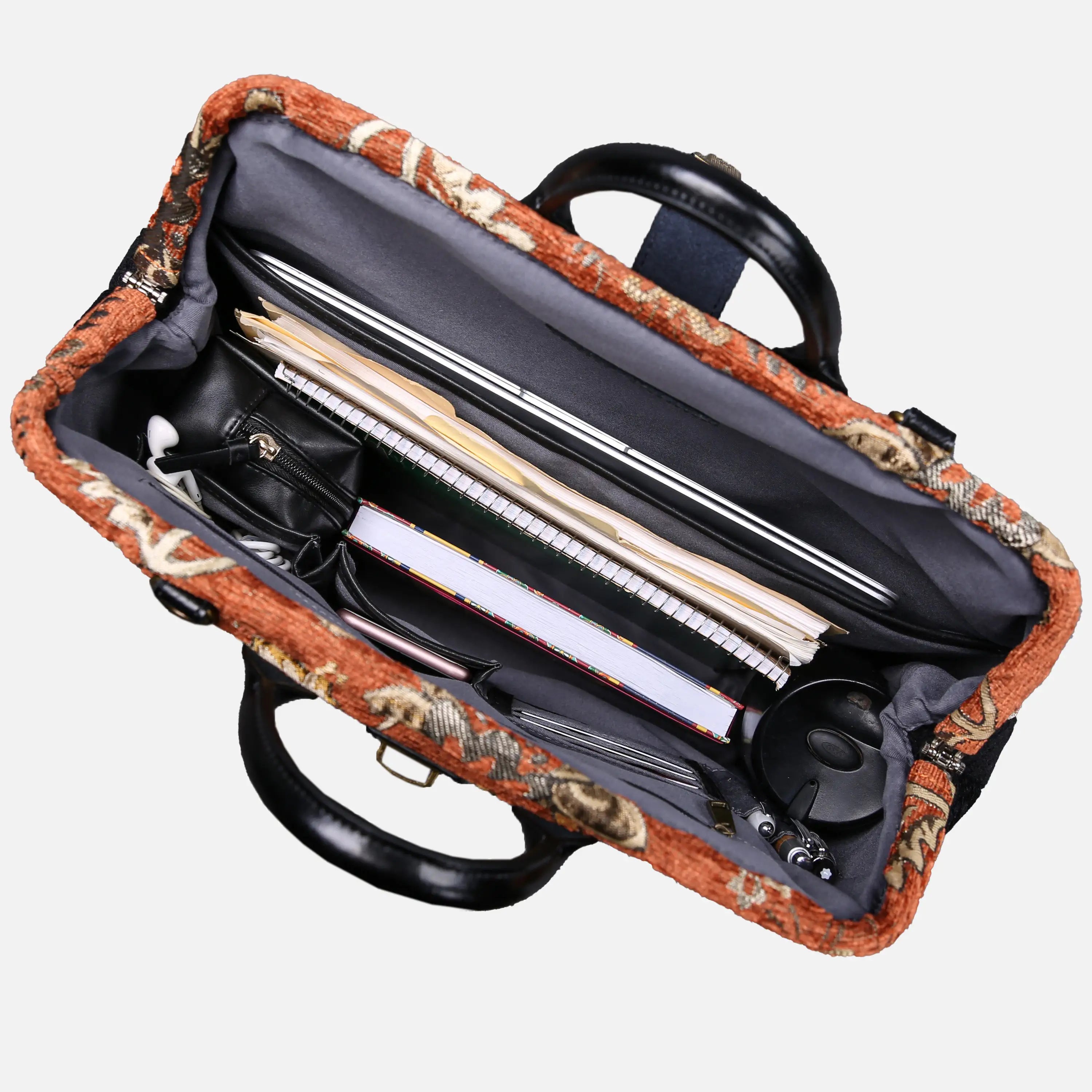 Paisley Orange carpet bag  of America in use
