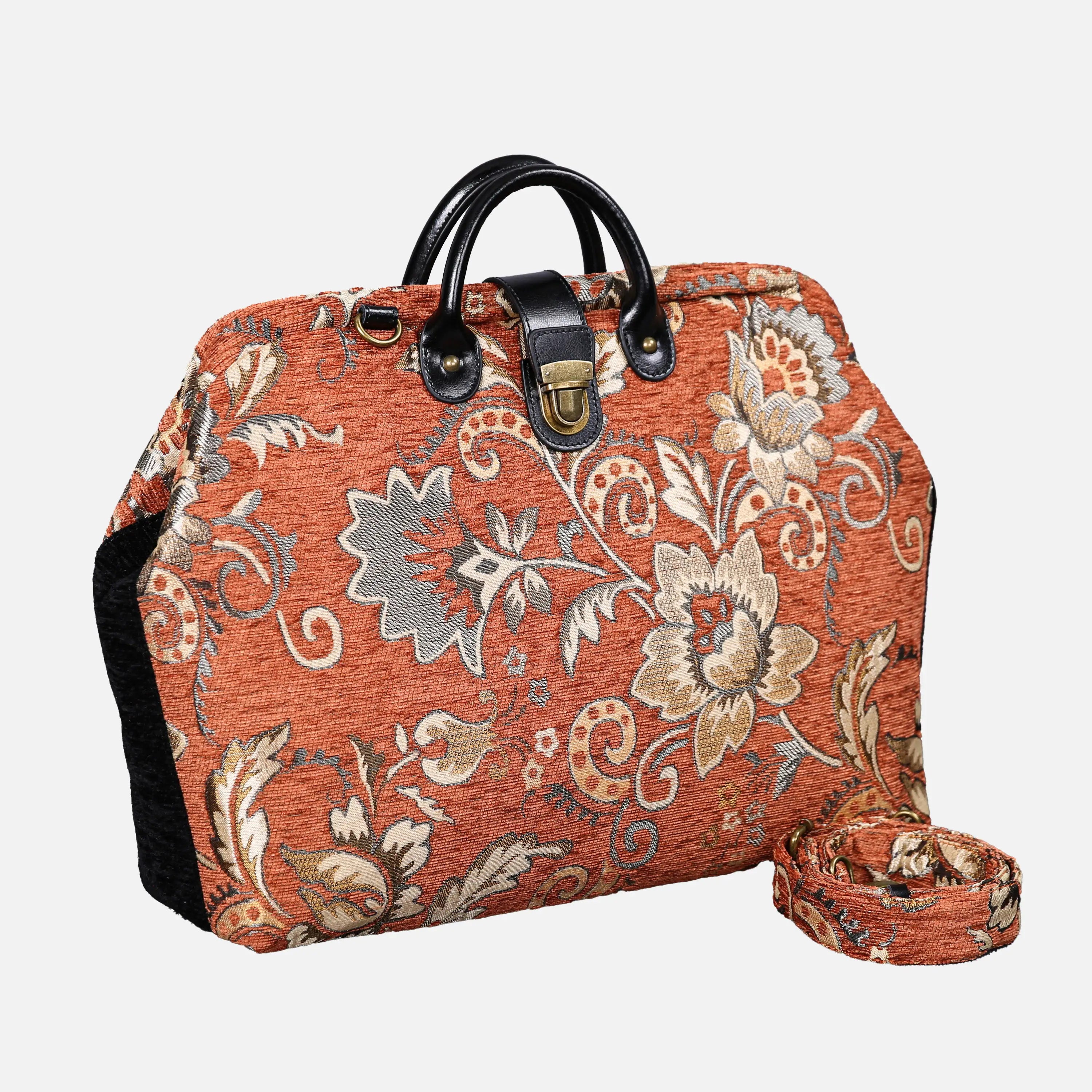 Paisley Orange carpet bag of America with shoulder strap