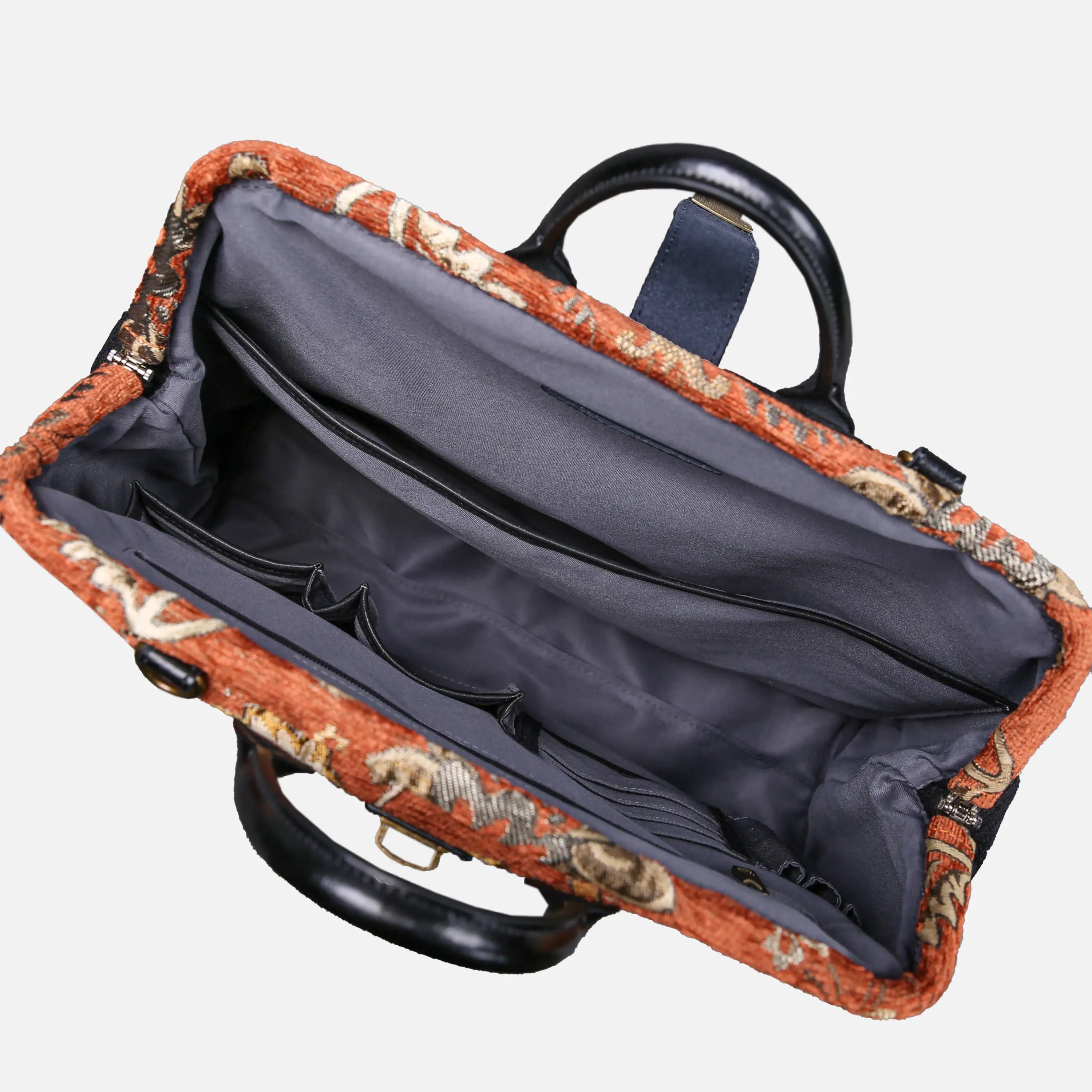 Paisley Orange carpet bag  of America inside