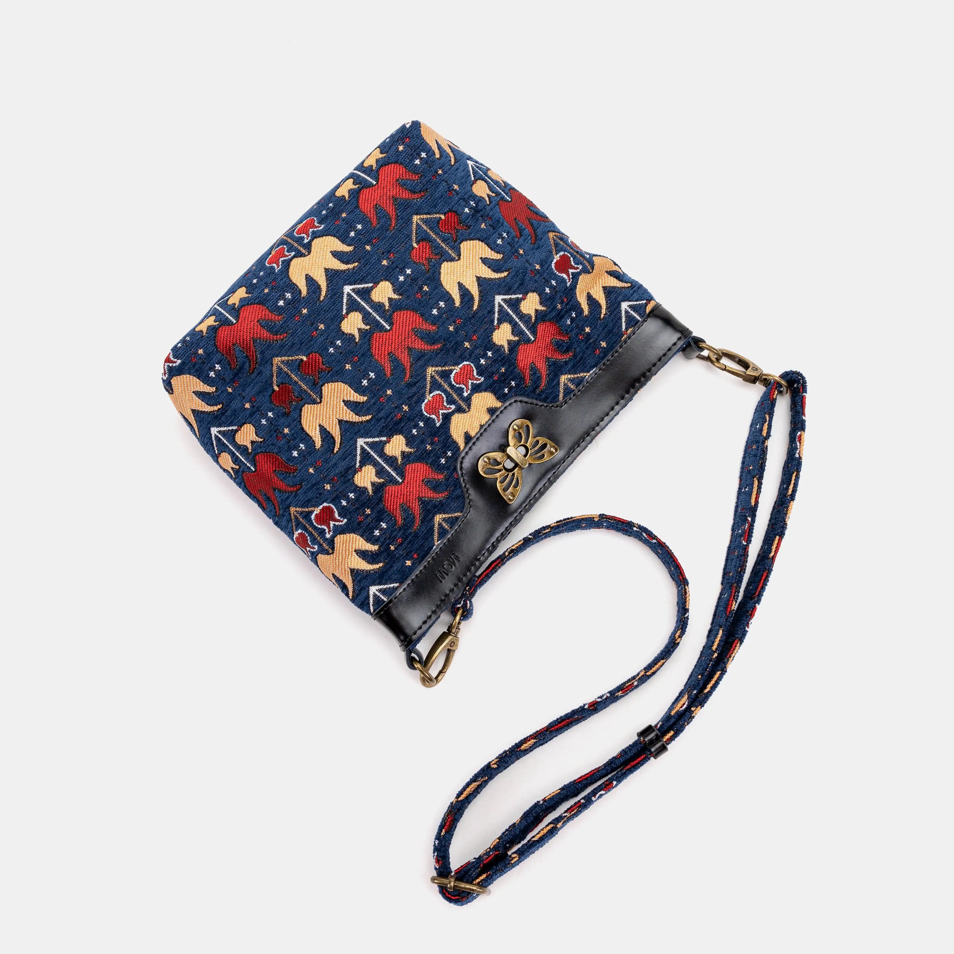 Poppy Bloom Carpet Crossbody Bag Carpetbag of America-lay flat
