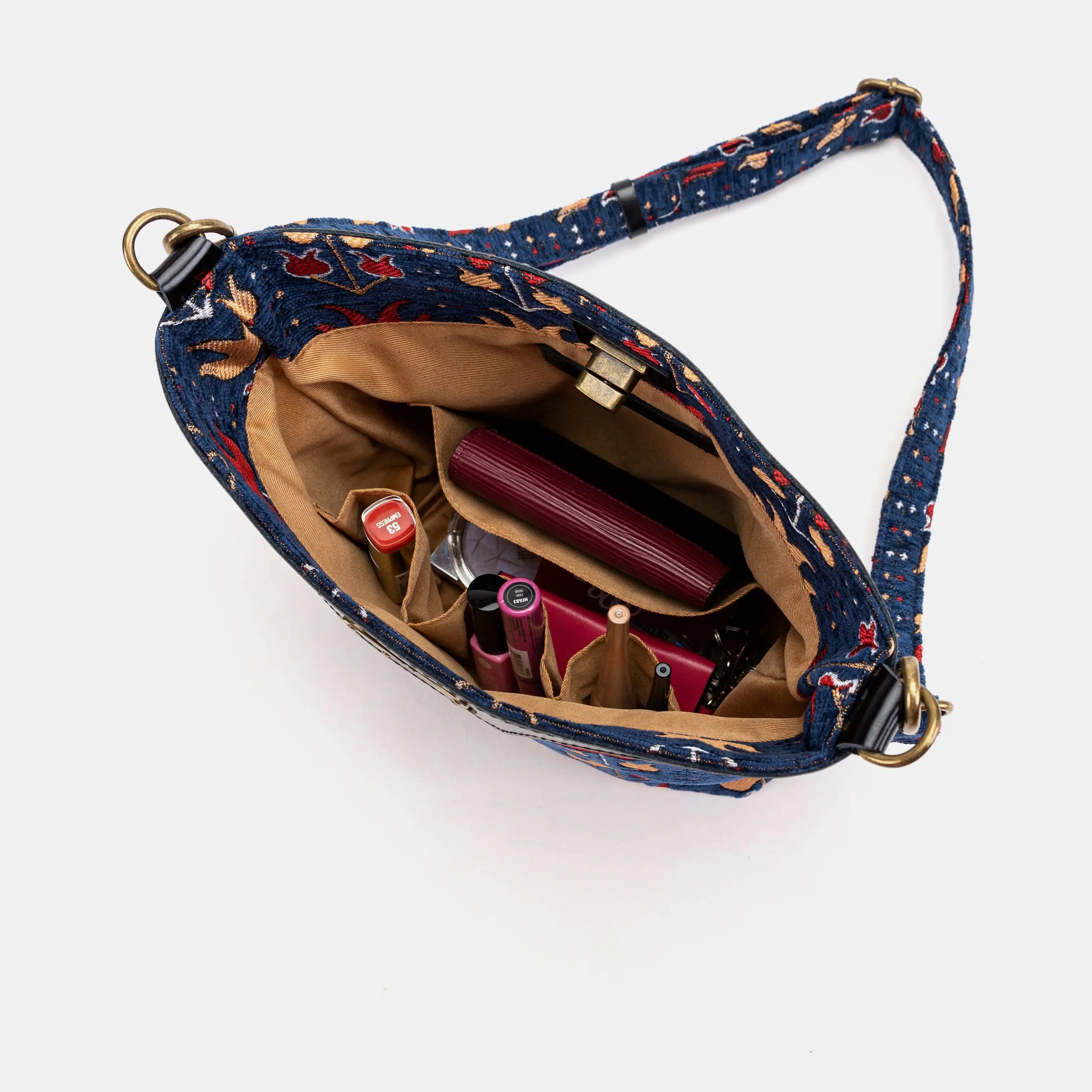 Poppy Bloom Carpet Crossbody Bag Carpetbag of America-in use