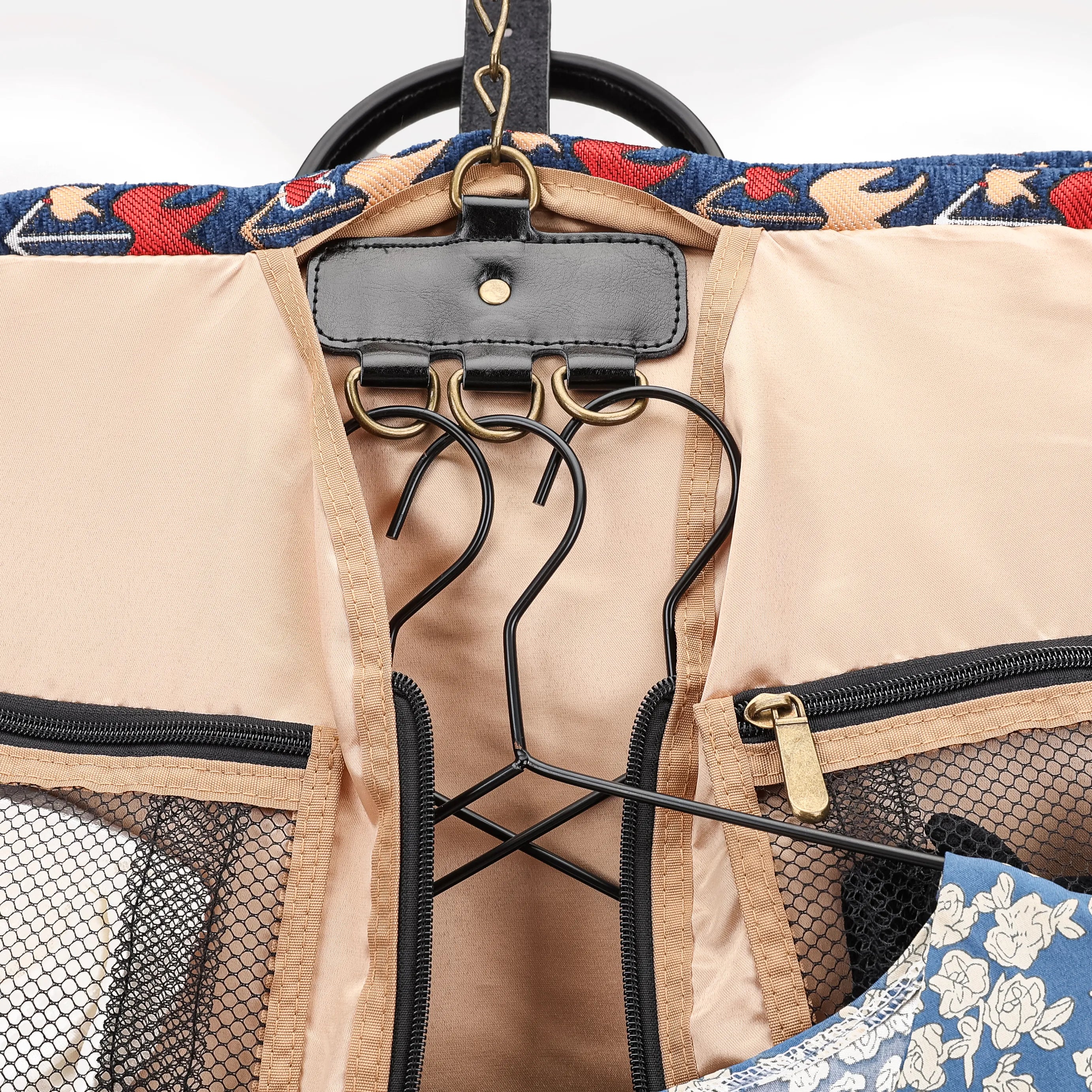 Poppy Bloom Garment Carpet Bag Carpetbag of America details