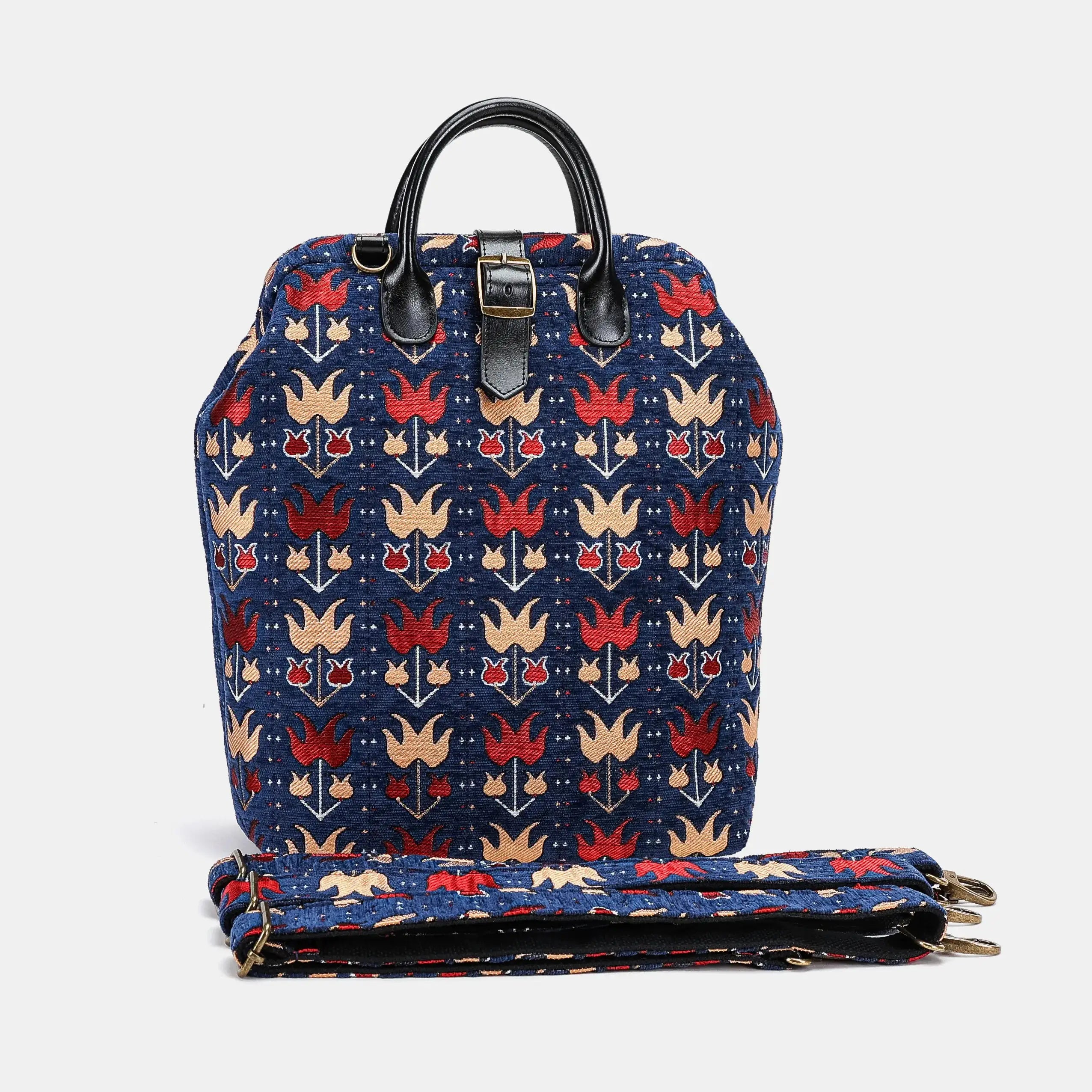 Poppy Bloom Carpet Laptop Backpack Carpetbag of America with shoulder strap