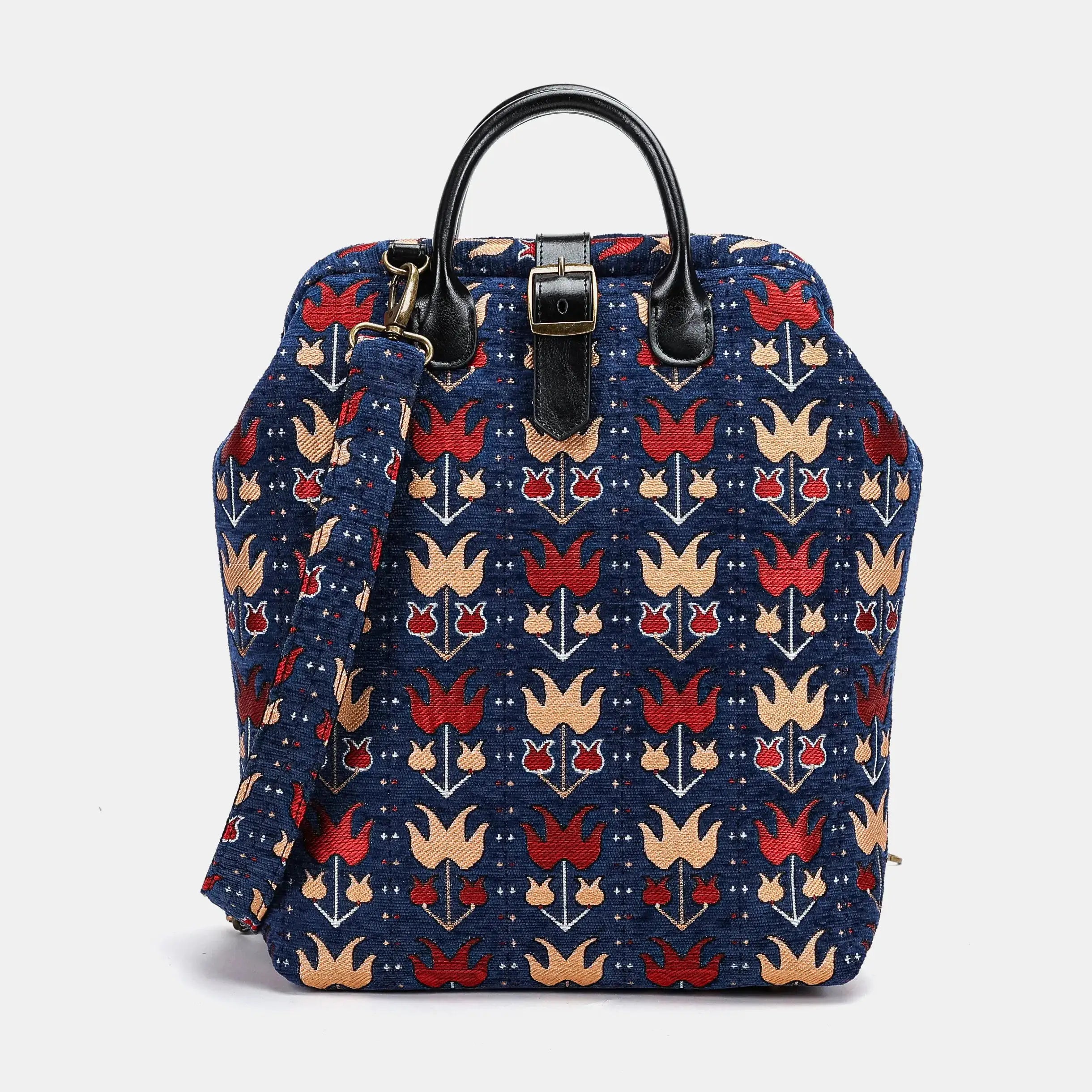 Poppy Bloom Carpet Laptop Backpack Carpetbag of America with shoulder strap front