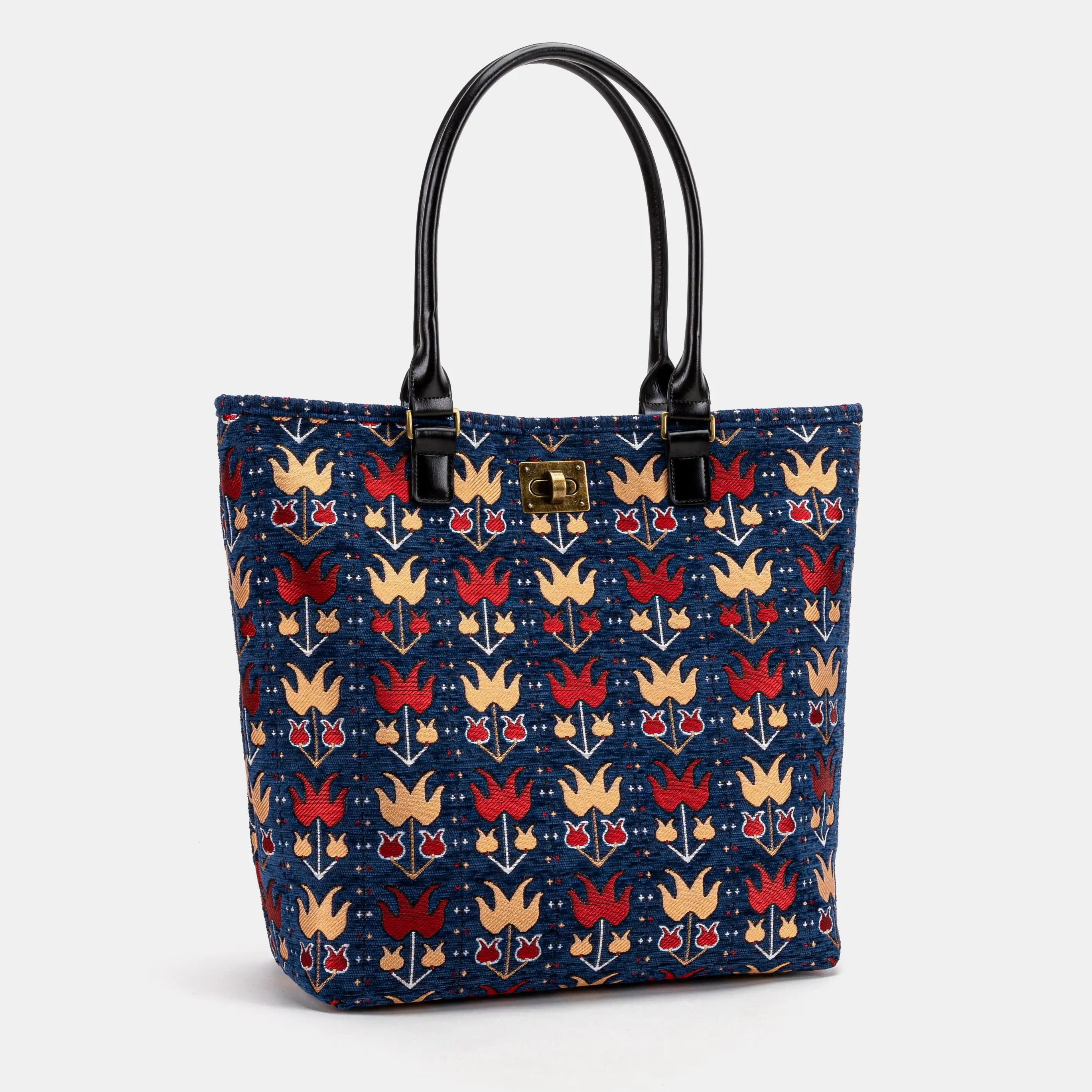 Poppy Bloom Carpet Tote Shopper Carpetbag of America side view