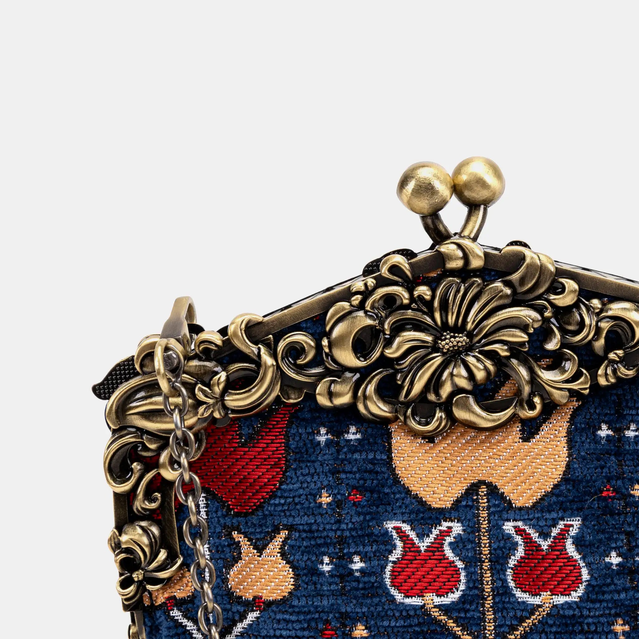 Poppy Bloom Chatelaine Purse Large carpet bag MCW Handmade detail