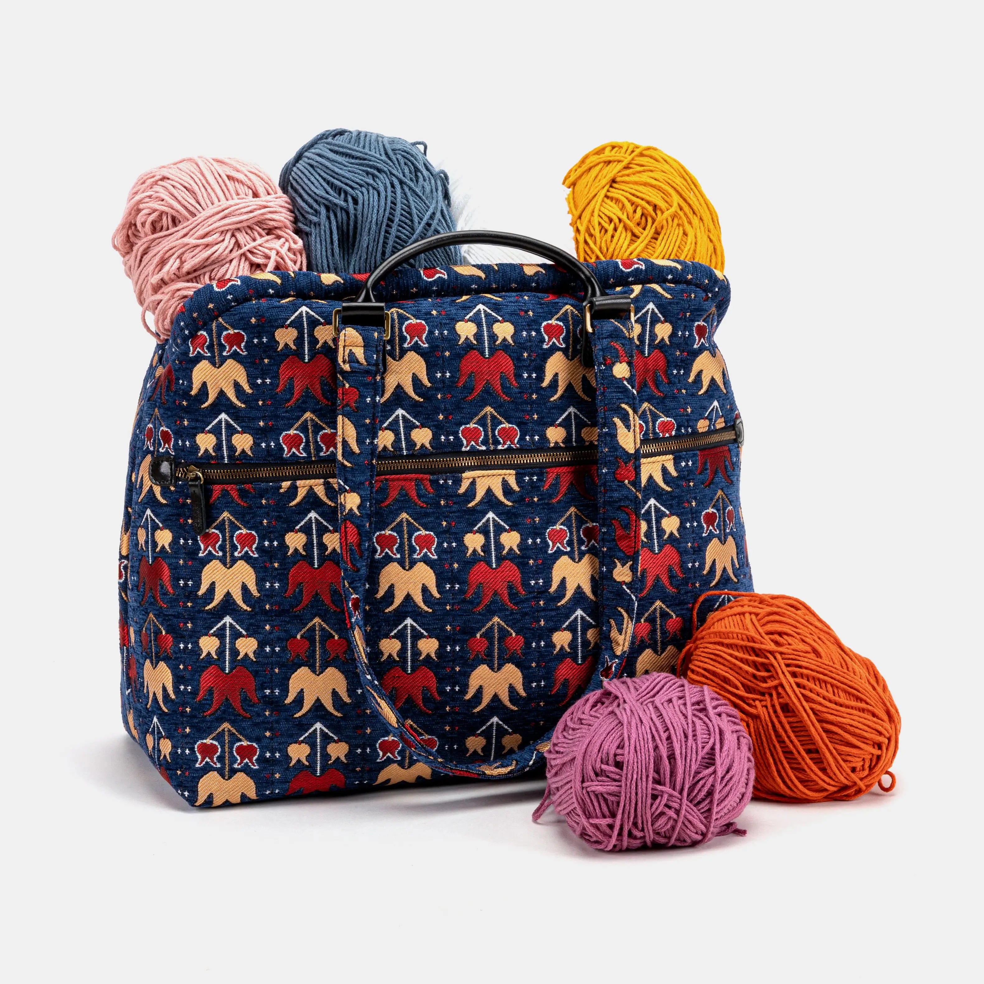 Poppy Bloom Knitting Project Bag of America-with needle case