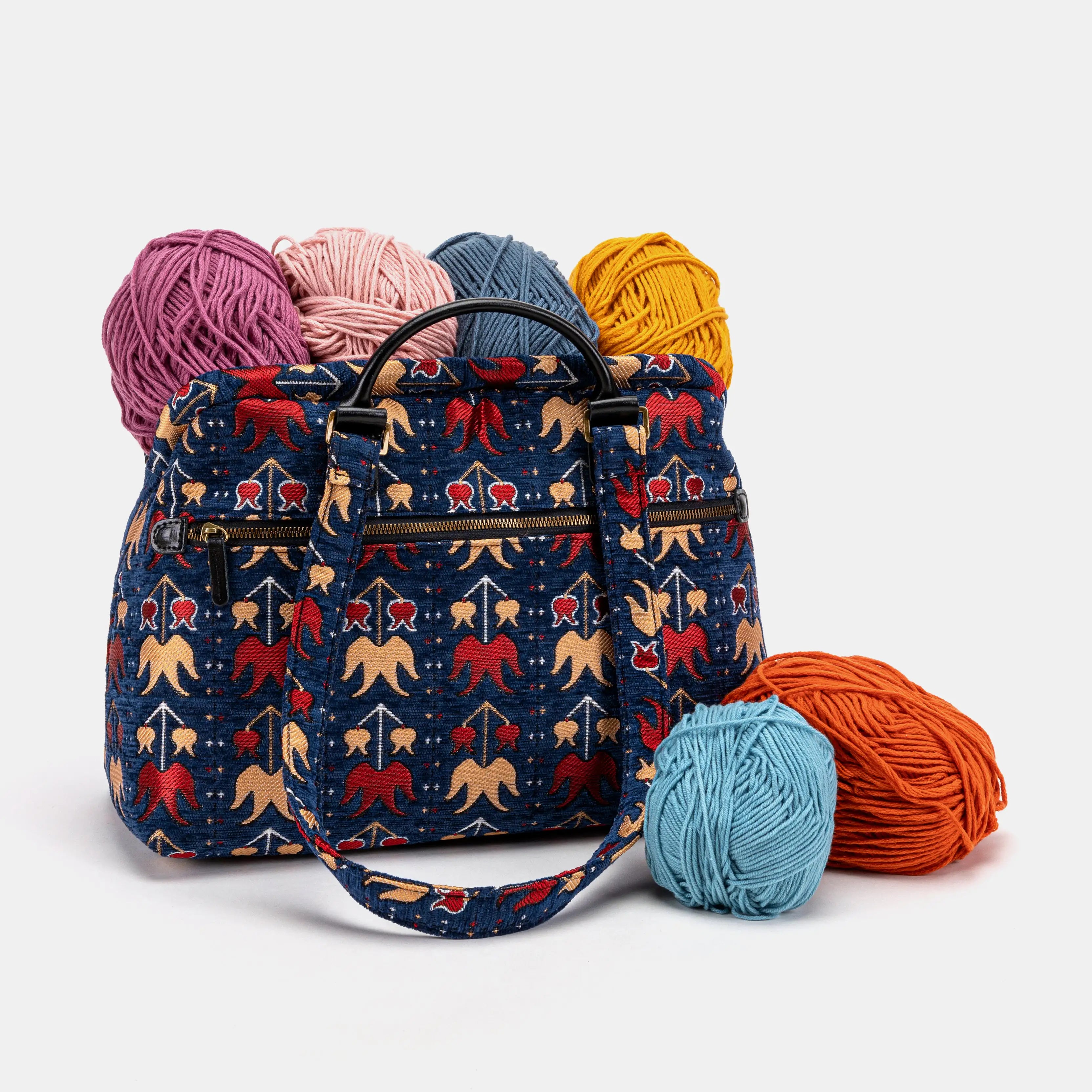 Poppy Bloom Knitting Project Bag of America-with needle case